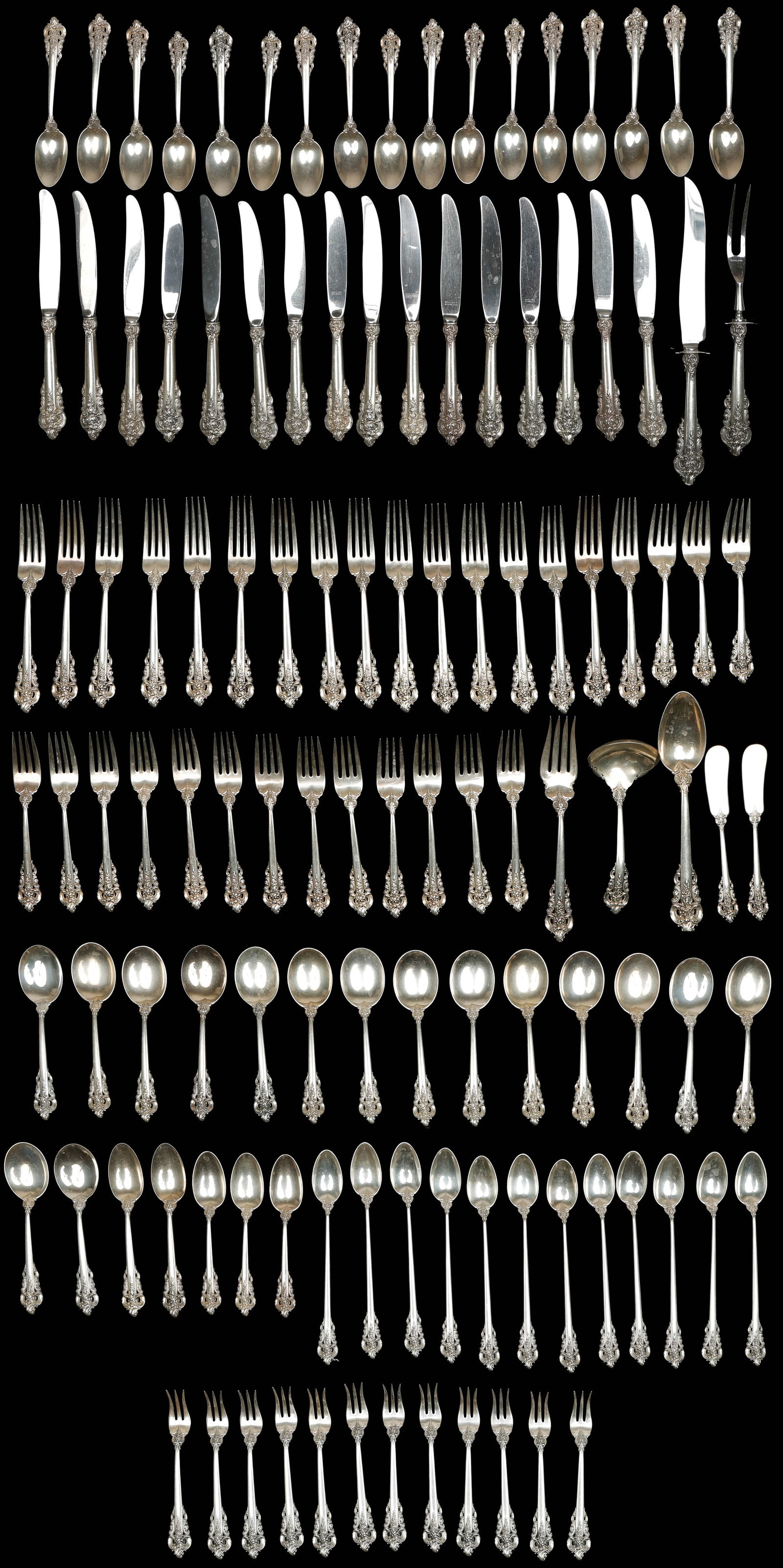 124-Piece Wallace Grand Baroque Sterling Silver Flatware Service (1 of 11)