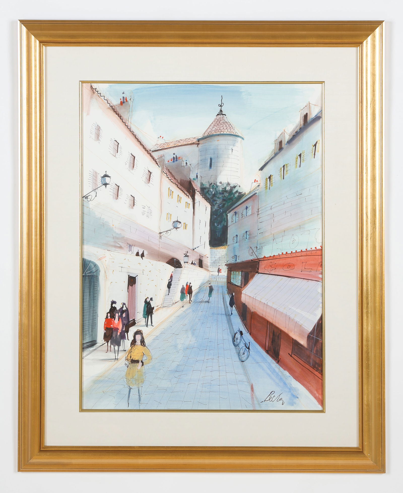 Charles Levier (French, 1920-2004) Watercolor Street Scene, 29" x21" (1 of 3)