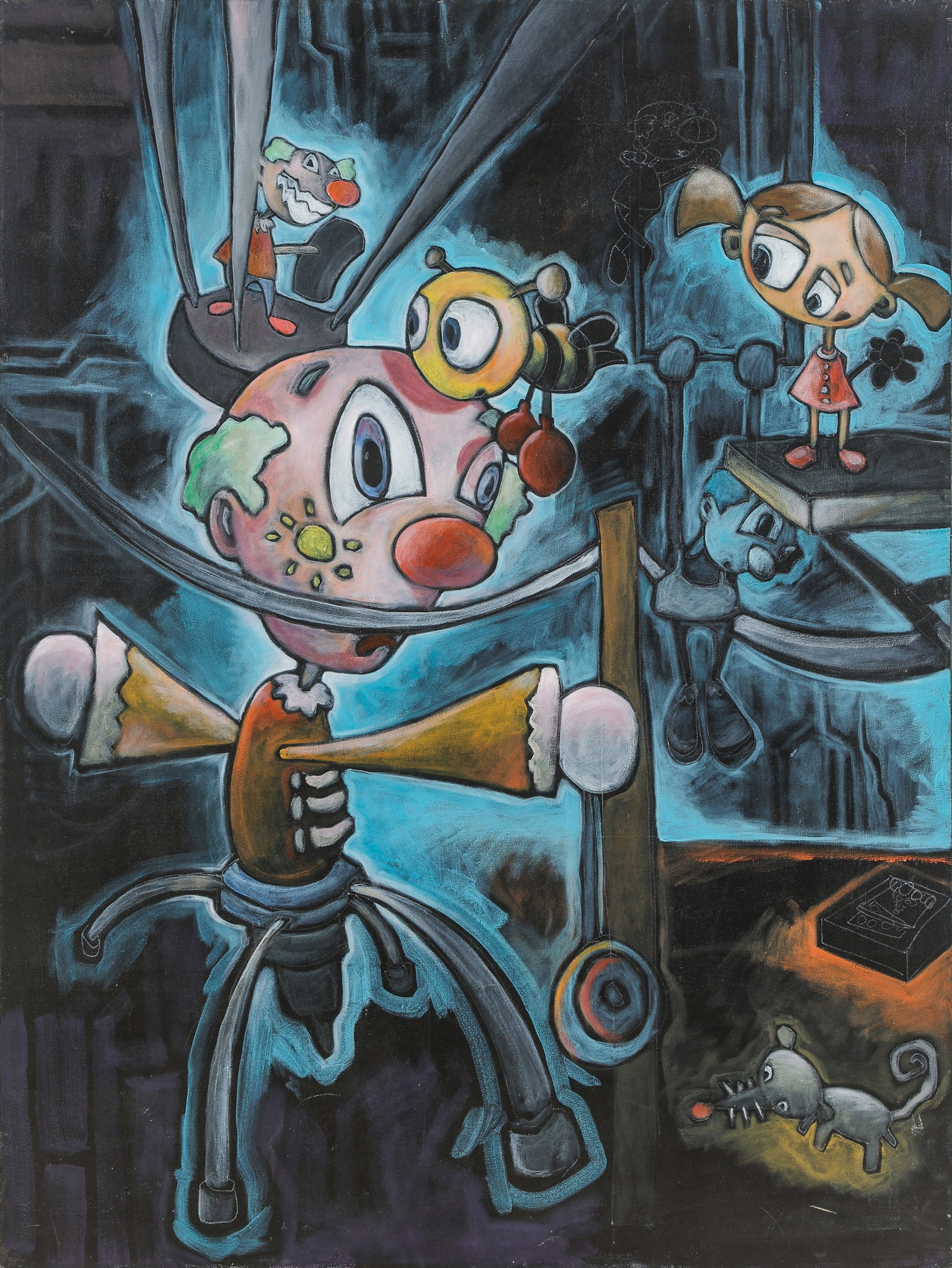 Original Surreal Sci-Fi Pulp Comic Illustration Art, Acrylic Painting: Original Surreal Sci-Fi Pulp Comic Illustration Art. Acrylic on canvas. Unframed. Artist unknown. Size: 40'' x 30'', 102 x 76 cm (stretcher).