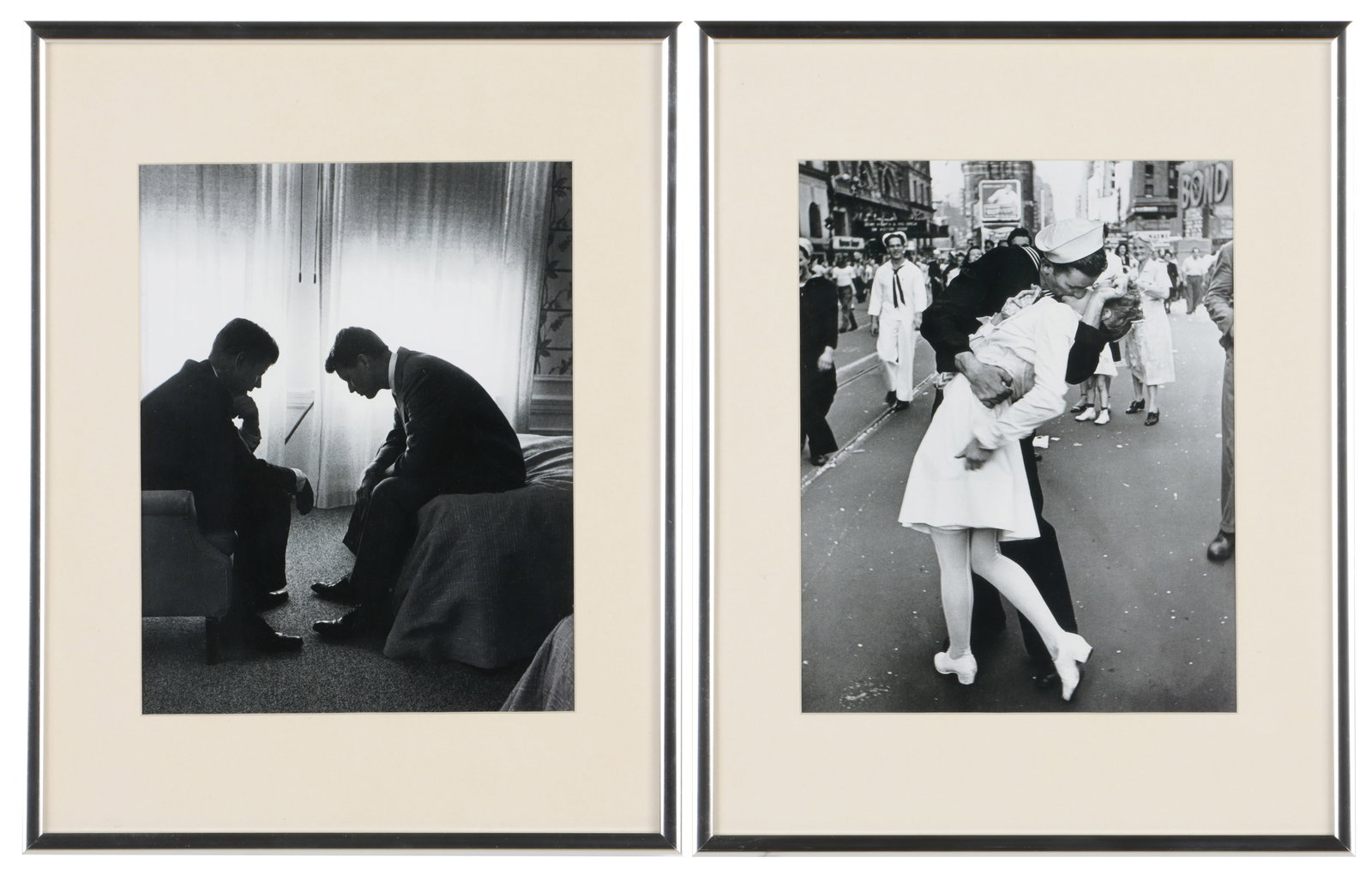 2 Historic Photographs: JFK With RFK; And V-J Day, Sailor Kissing Nurse (1 of 5)