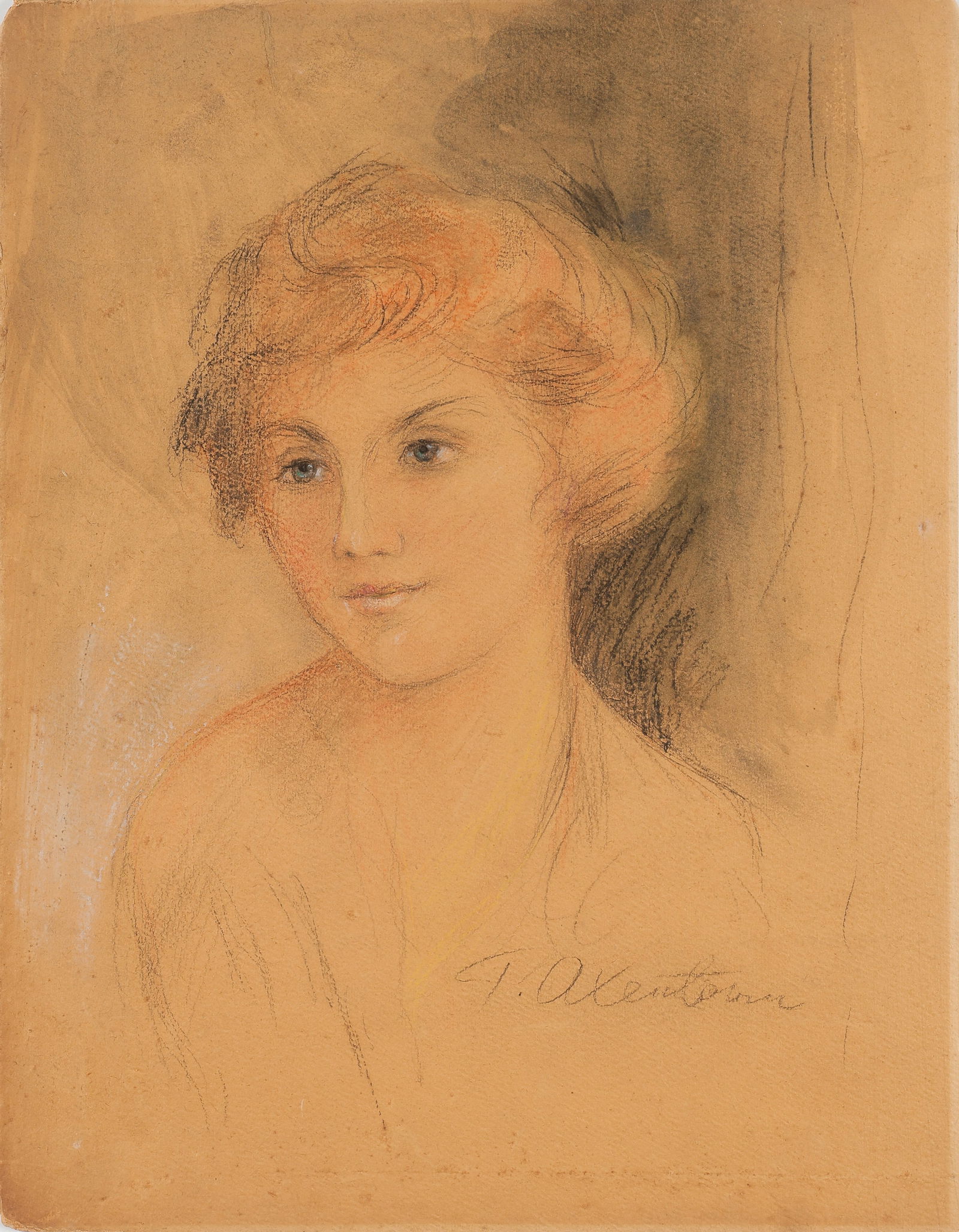 Teodor Axentowicz (Polish, 1859-1938) Portrait, Pastel Drawing, 19" x 15": Teodor Axentowicz (Polish, 1859-1938) Portrait of a Lady, pastel on board, signed. Unframed. Size: 19'' x 15'', 48 x 38 cm (board).