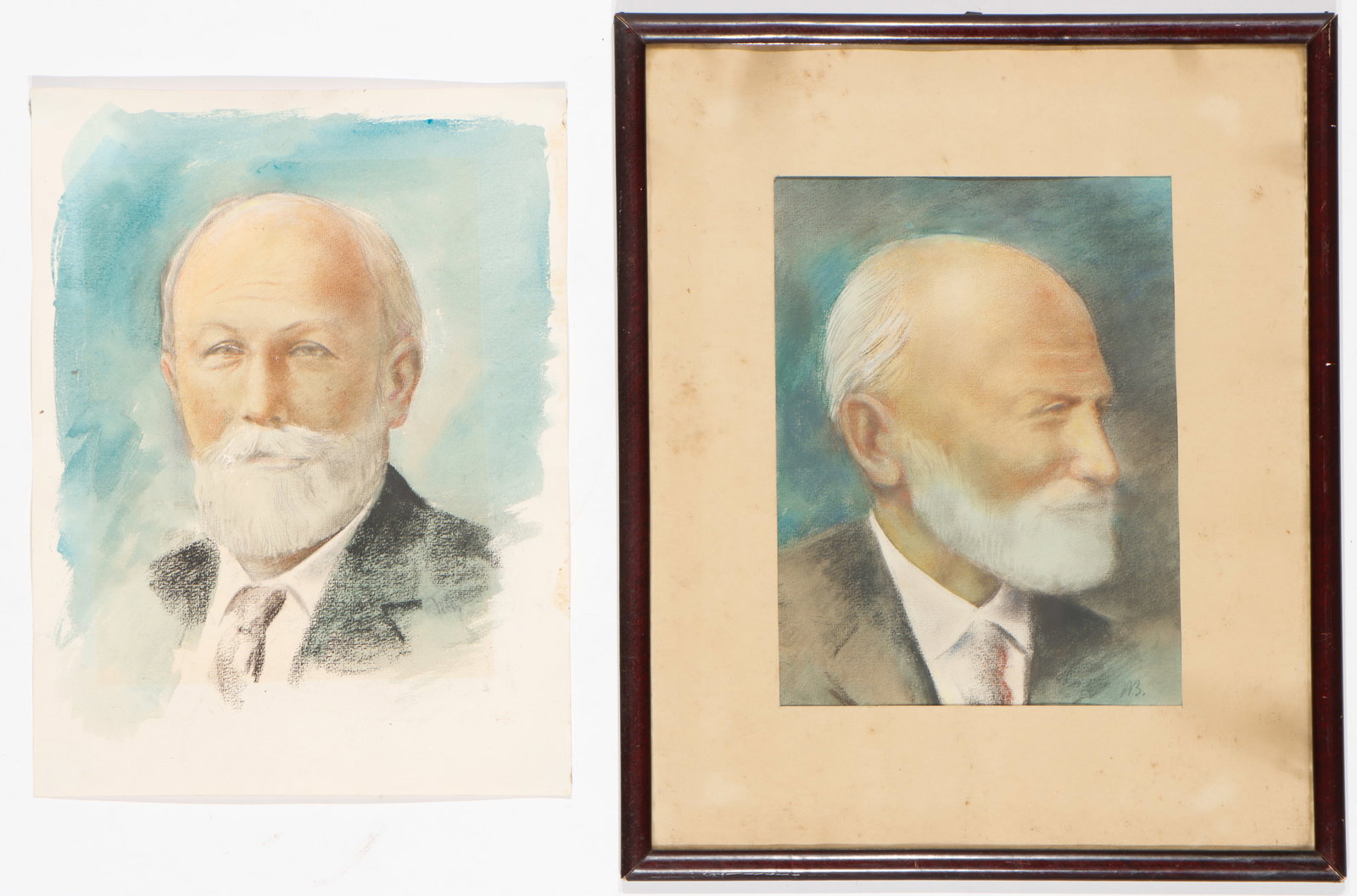 Two Continental Portraits Of An Old Man, Watercolors: Two Watercolor Portraits Of An Old Man, each signed, one framed and one unframed. Sizes: 1) 18.5'' x 14'', 47 x 36 cm (sheet); 2) 13.5'' x 10.25'', 34 x 26 cm (sheet); 22.5'' x 18.75'', 57 x 48 cm (fr