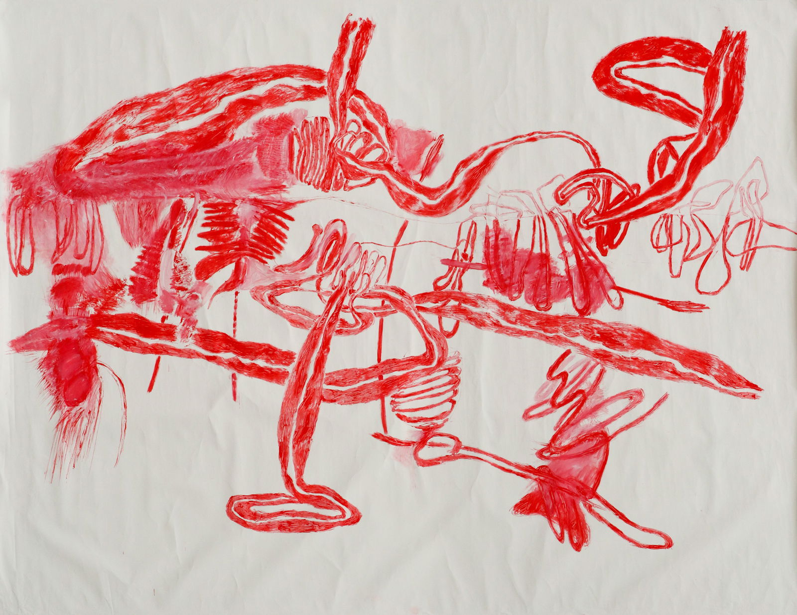 Massive Abstract Painting, "Williamsburg," 2009, 110" x 84": Massive Abstract Painting "Williamsburg," 2009, acrylic on unstretched canvas, signed and dated on verso. Inscribed "Kaparis, Brooklyn, Williamsburg, 6 October 2009." Unframed. Size: 110'' x 84'', 279