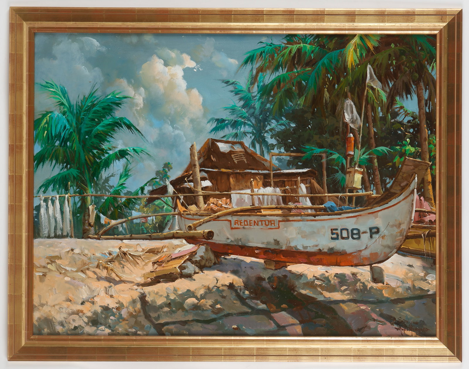 Mike Herrera (Filipino/Philippines, 20th C.) Oil Painting, 30" x 40" (1 of 3)