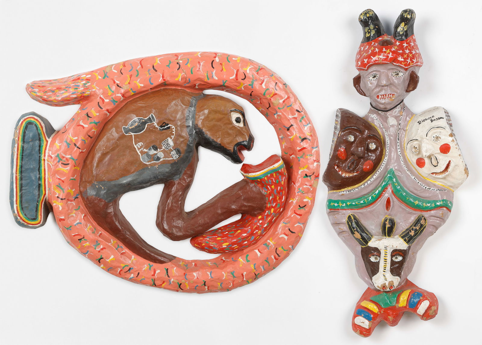 Michel Sinvil (Haitian/Haiti) 2 Sculptures, Papier Mache, H: 27", 37" (1 of 9)