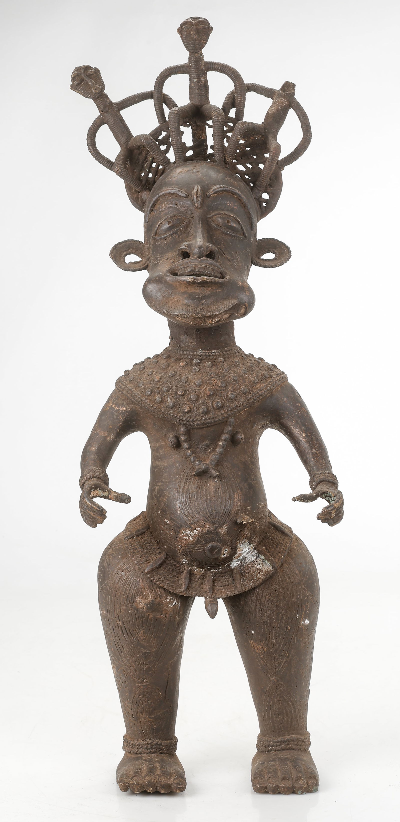 Bamun Bronze Court Jester, Cameroon, H: 35" (1 of 5)