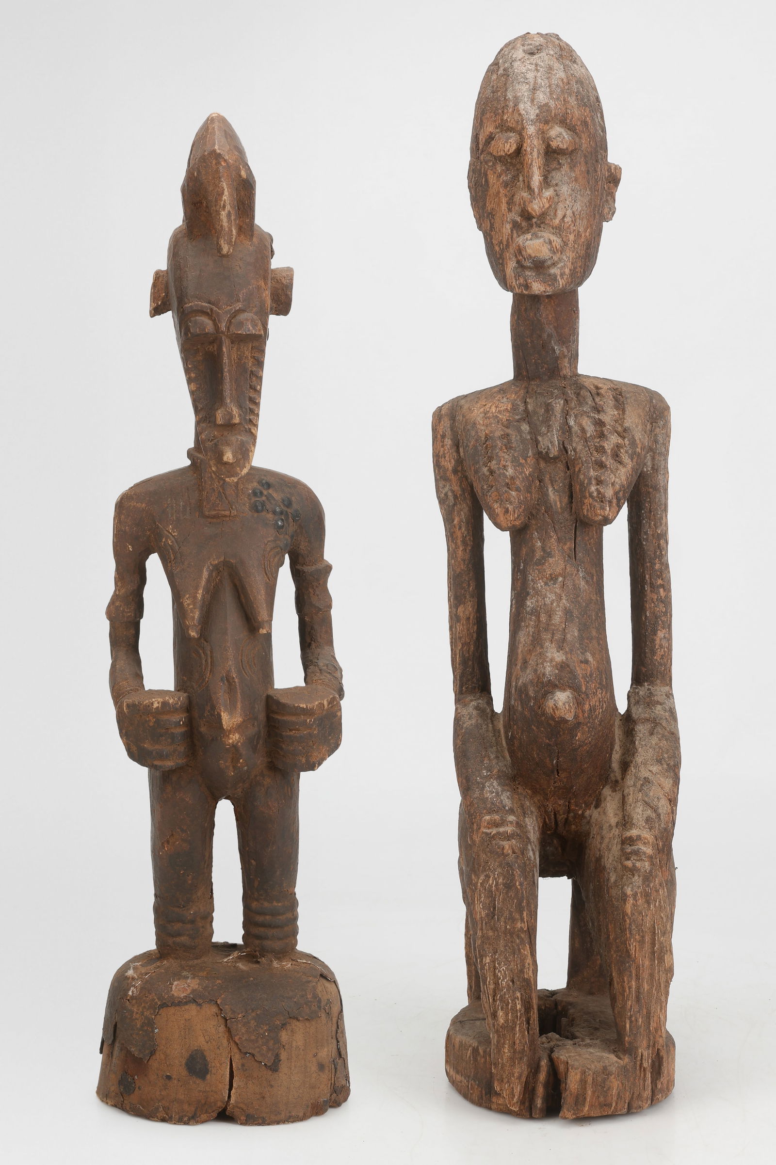 2 African Dogon Ancestor Figure, Mali. H: 26"; 29" (1 of 11)