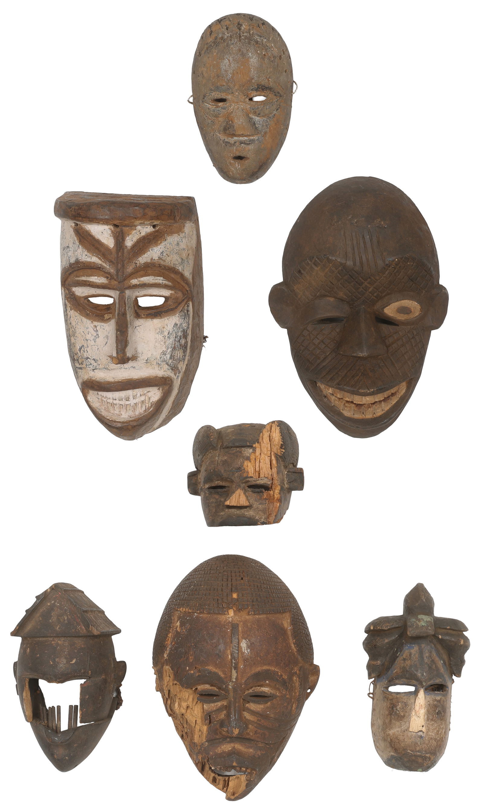 Collector's Lot of 7 African Masks, Carved Wood (1 of 5)