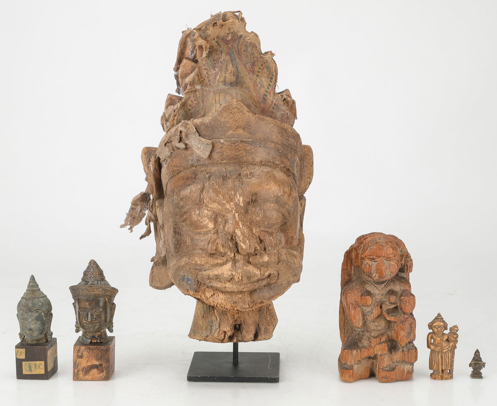 Collector's Lot of Antique Southeast Asian Objects, H: 1.5" -15" (1 of 6)