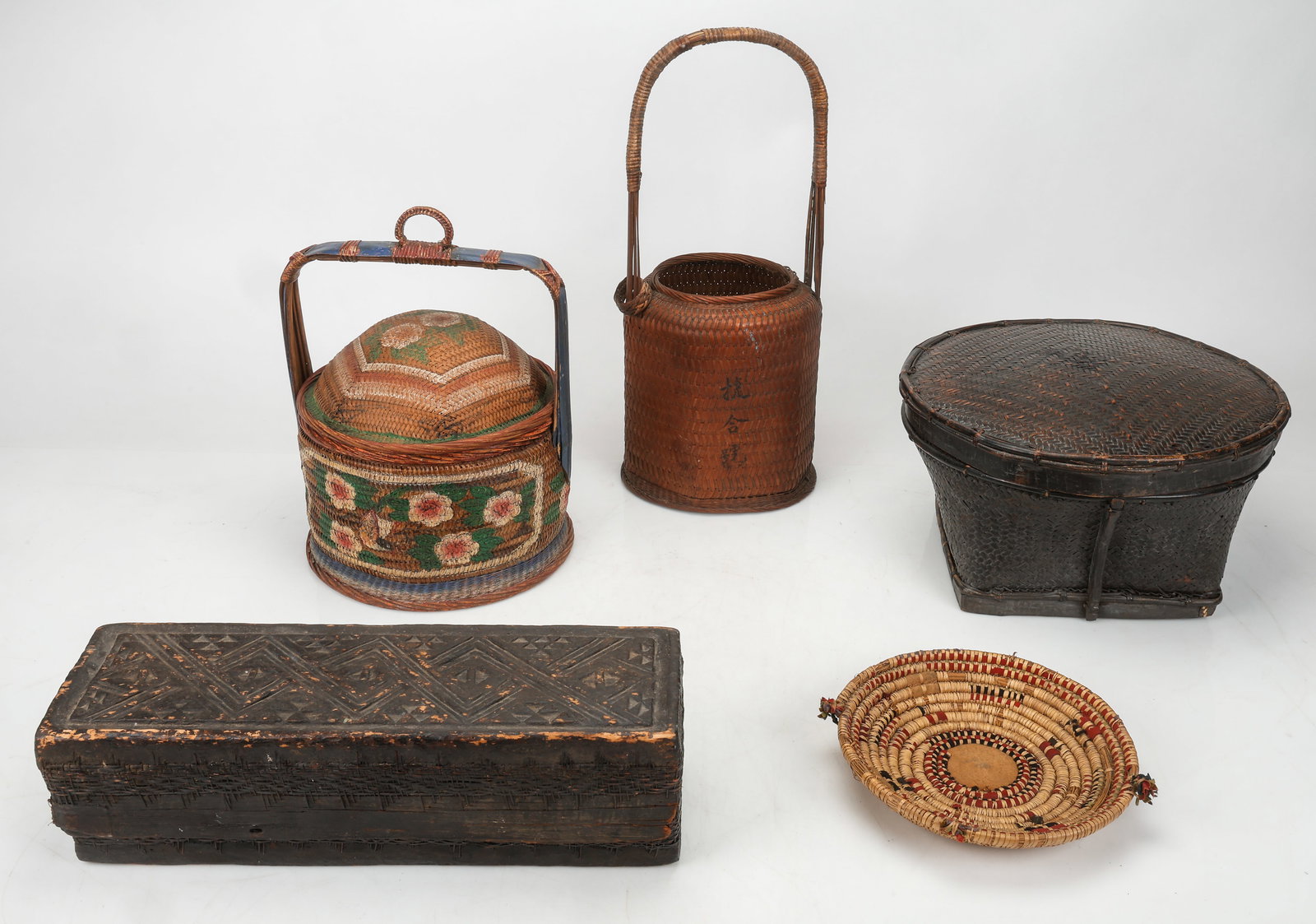 Collector's Lot of 5 Baskets, Chinese And Indonesian (1 of 3)