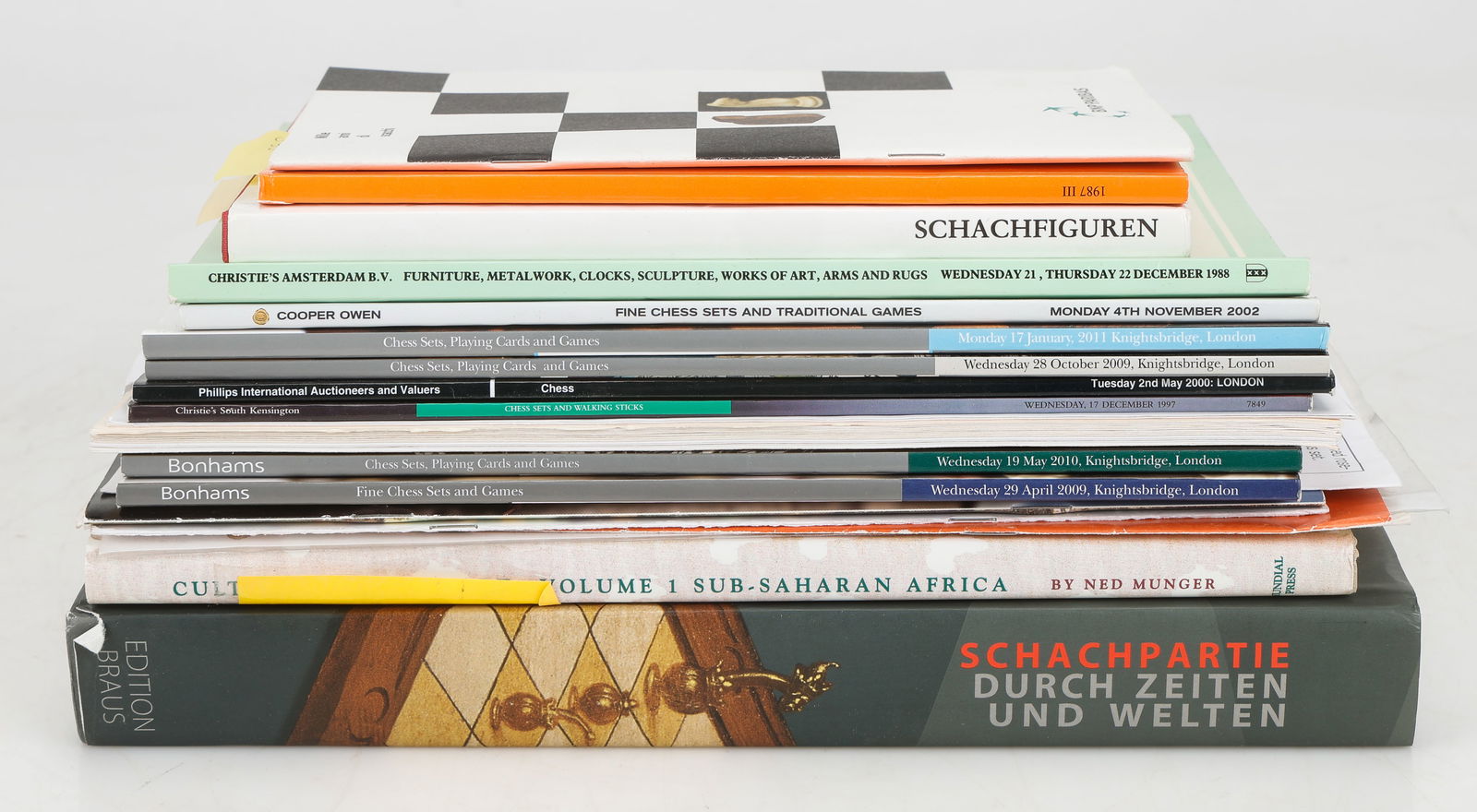 21 Books on Chess Sets: 21 Books on Chess Sets. Includes auction catalogues. Shelf Length: 5'' (13 cm).