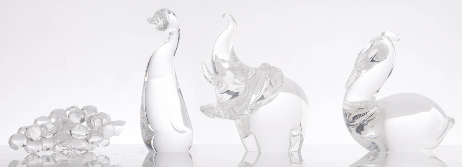 Steuben Glass Elephant, Pelican, Grapes and Duck (4 Items) (1 of 11)