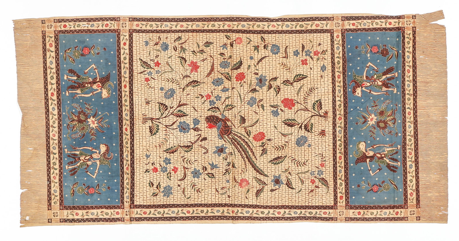 Vintage Tulis Batik Textile with Wayang Figures and Phesant, Java, Indonesia (1 of 5)