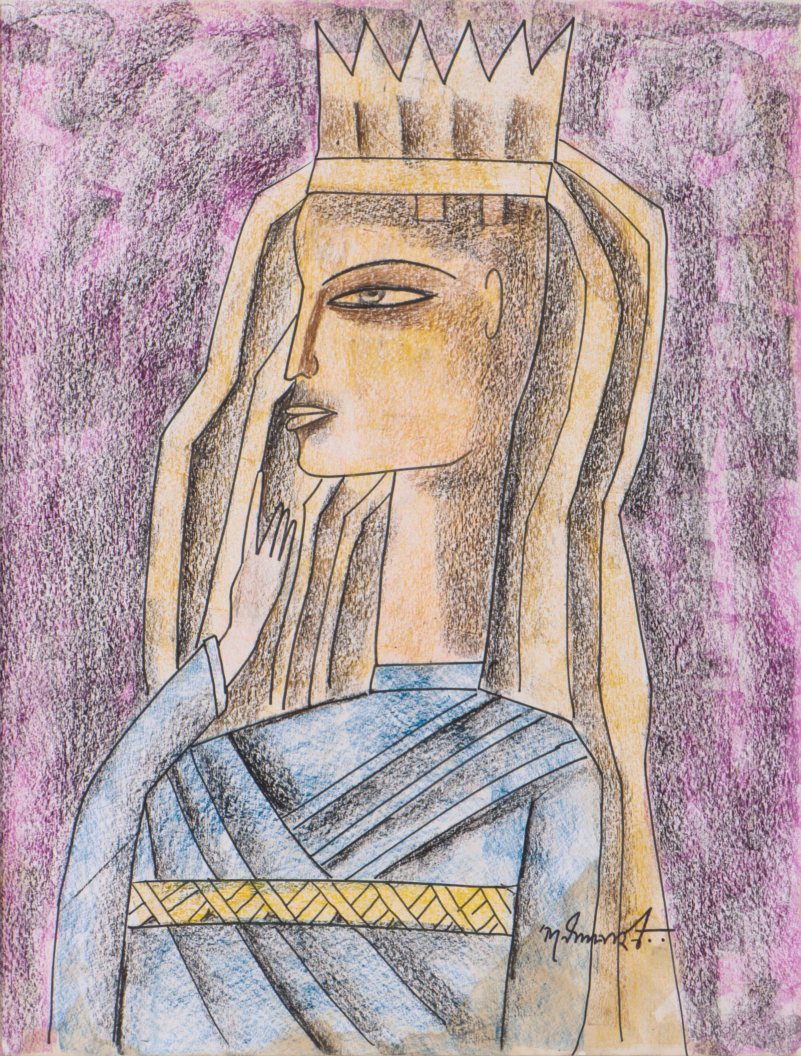 Ganesh Pyne (Indian, 1937-2013) Album Of 26 Pastel Drawings, 28" x 22" - 4