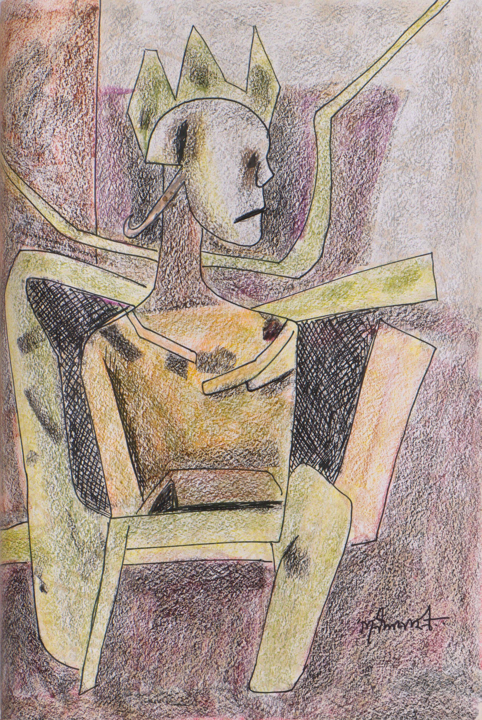 Ganesh Pyne (Indian, 1937-2013) Album Of 26 Pastel Drawings, 28" x 22" - 7