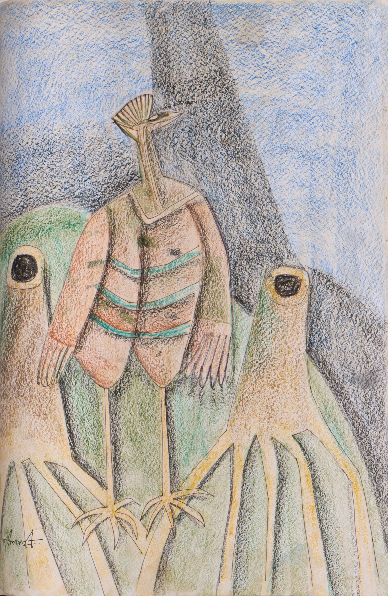 Ganesh Pyne (Indian, 1937-2013) Album Of 26 Pastel Drawings, 28" x 22" - 8