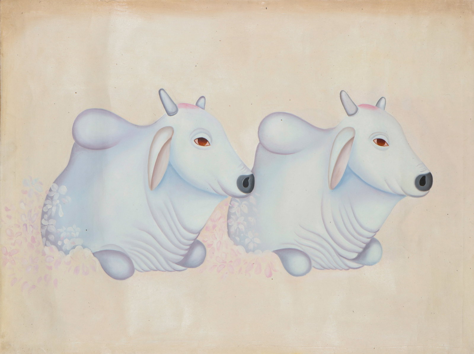 Manjit Bawa (Indian, 1941-2008) Oil Painting, 37" x 49": Manjit Bawa (Indian, 1941-2008) Untitled, C. 1985, oil painting on unstretched canvas. Unframed. Size: 37'' x 49'' (94 x 124 cm).