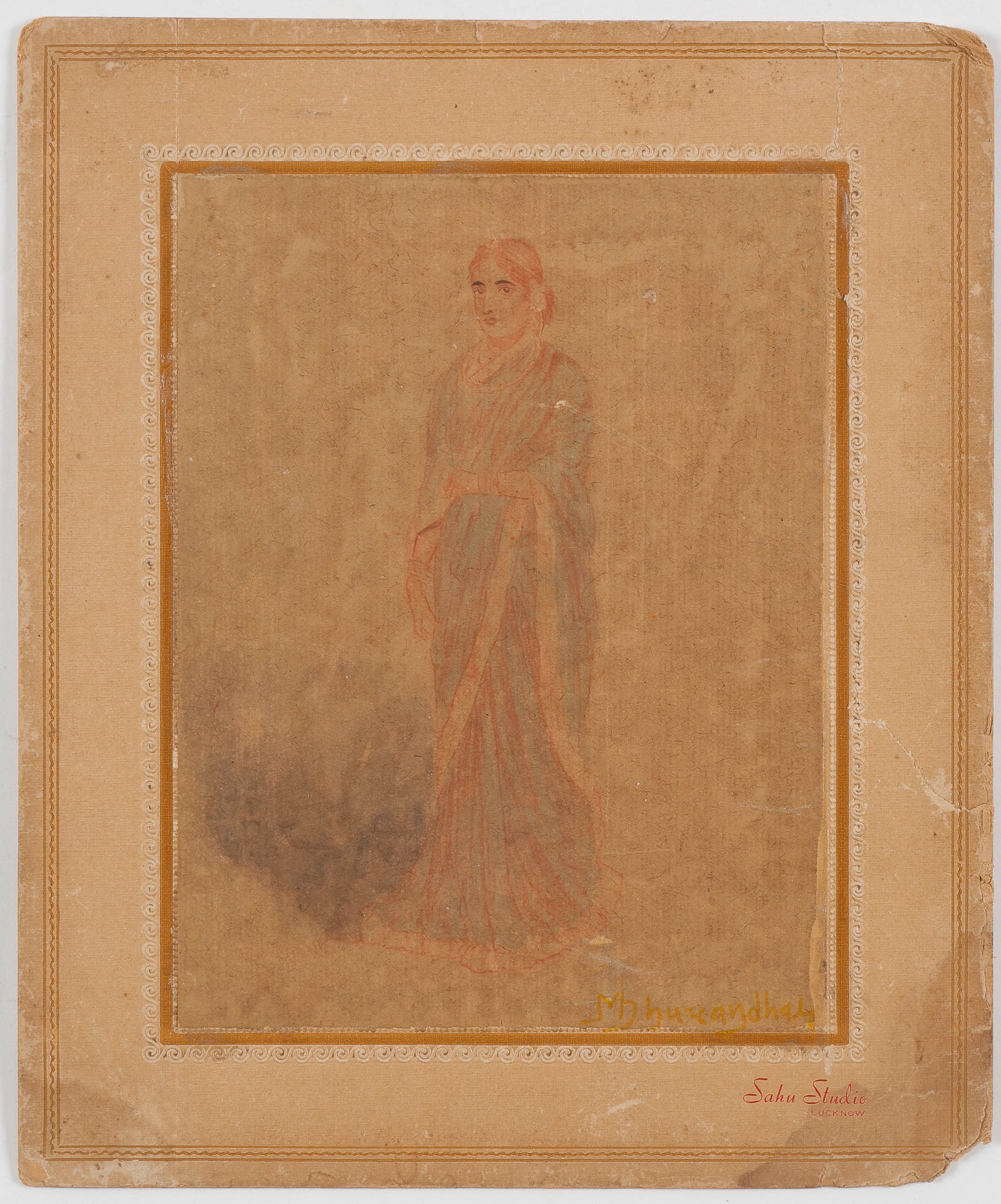 Mahadev Viswanath Dhurandhar (Indian, 1867-1944) Watercolor, 8.5" x 6.5": Mahadev Viswanath Dhurandhar (Indian, 1867-1944) Untitled, watercolor painting on sheet, signed. Unframed. Size: 8.5'' x 6.5'', 22 x 17 cm (sheet); 11.75'' x 9.75'', 30 x 25 cm (mat).
