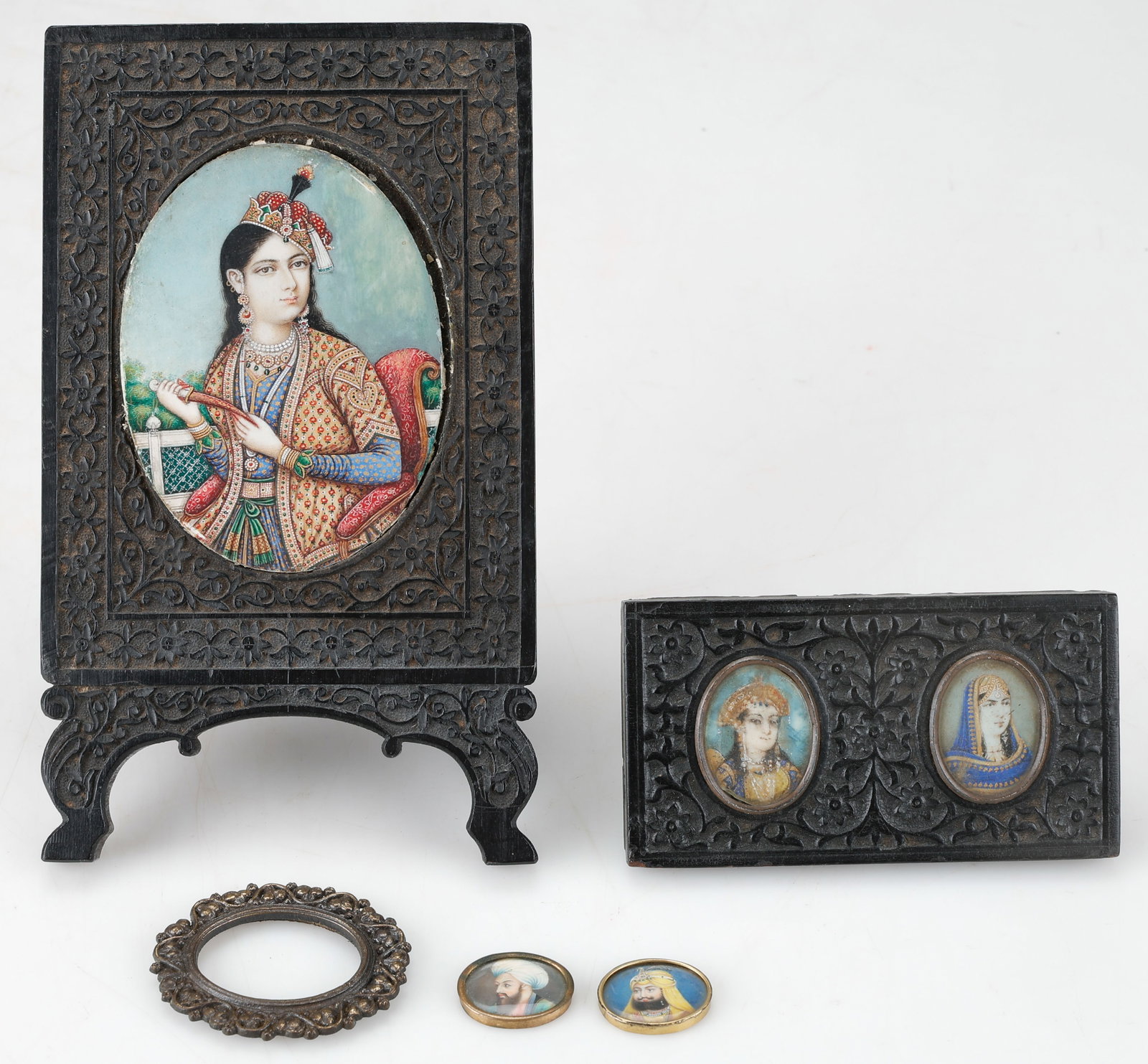 Collector's Lot of 5 Antique Indian Miniature Portrait Paintings (1 of 5)