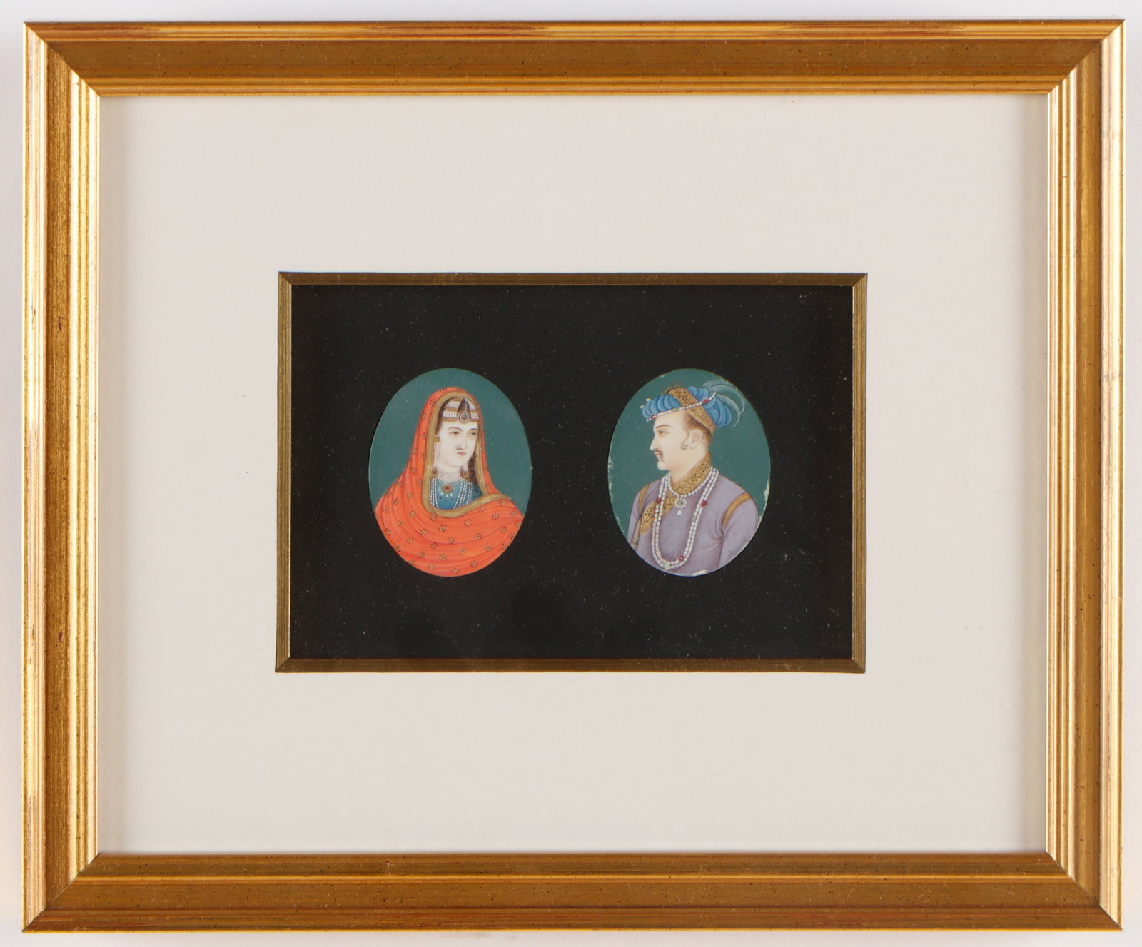 Pair of Late Mughal Painted Portrait Miniatures, North India, Probably Rajasthan or Delhi Region, (1 of 3)