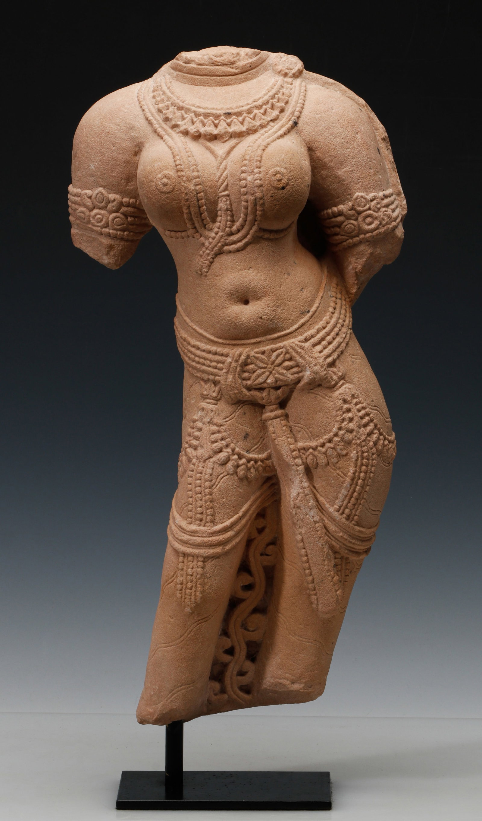 Indian Sandstone Female Torso Fragment, Khajuraho / Chandella School, Central India, Madhya Pradesh, (1 of 4)