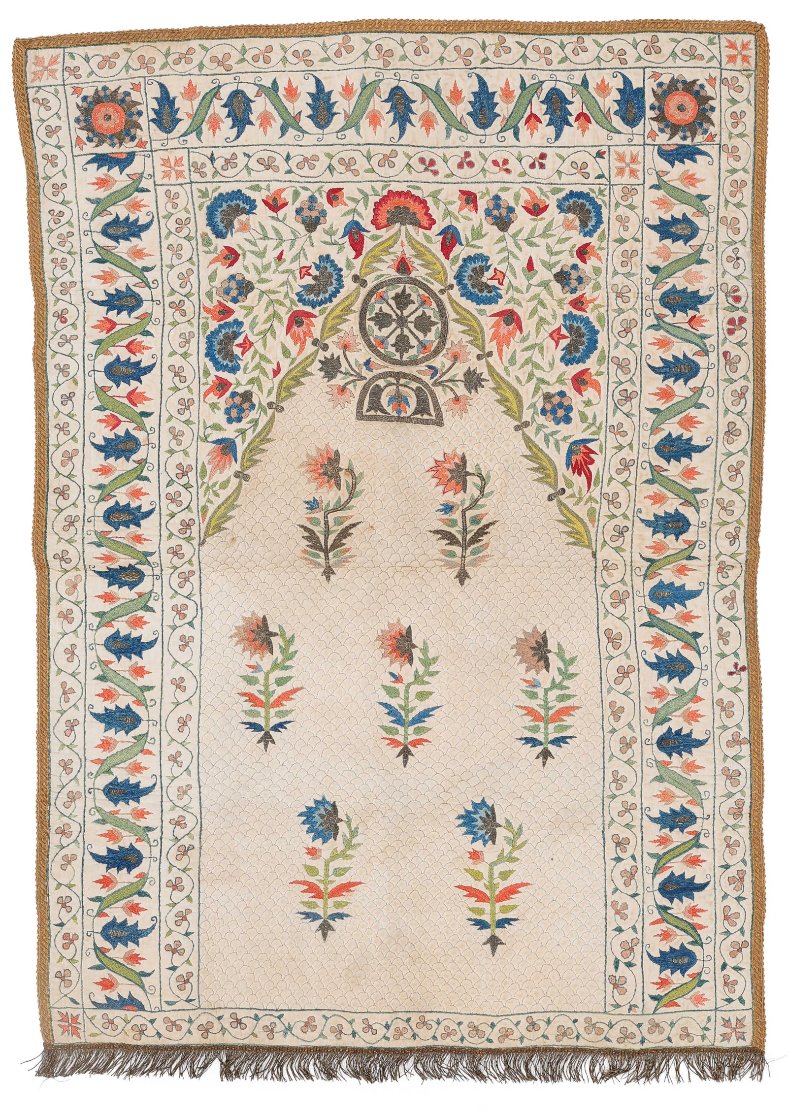Indian Silk and Metal Thread Embroidered Panel, Mid 19th C. (1 of 3)
