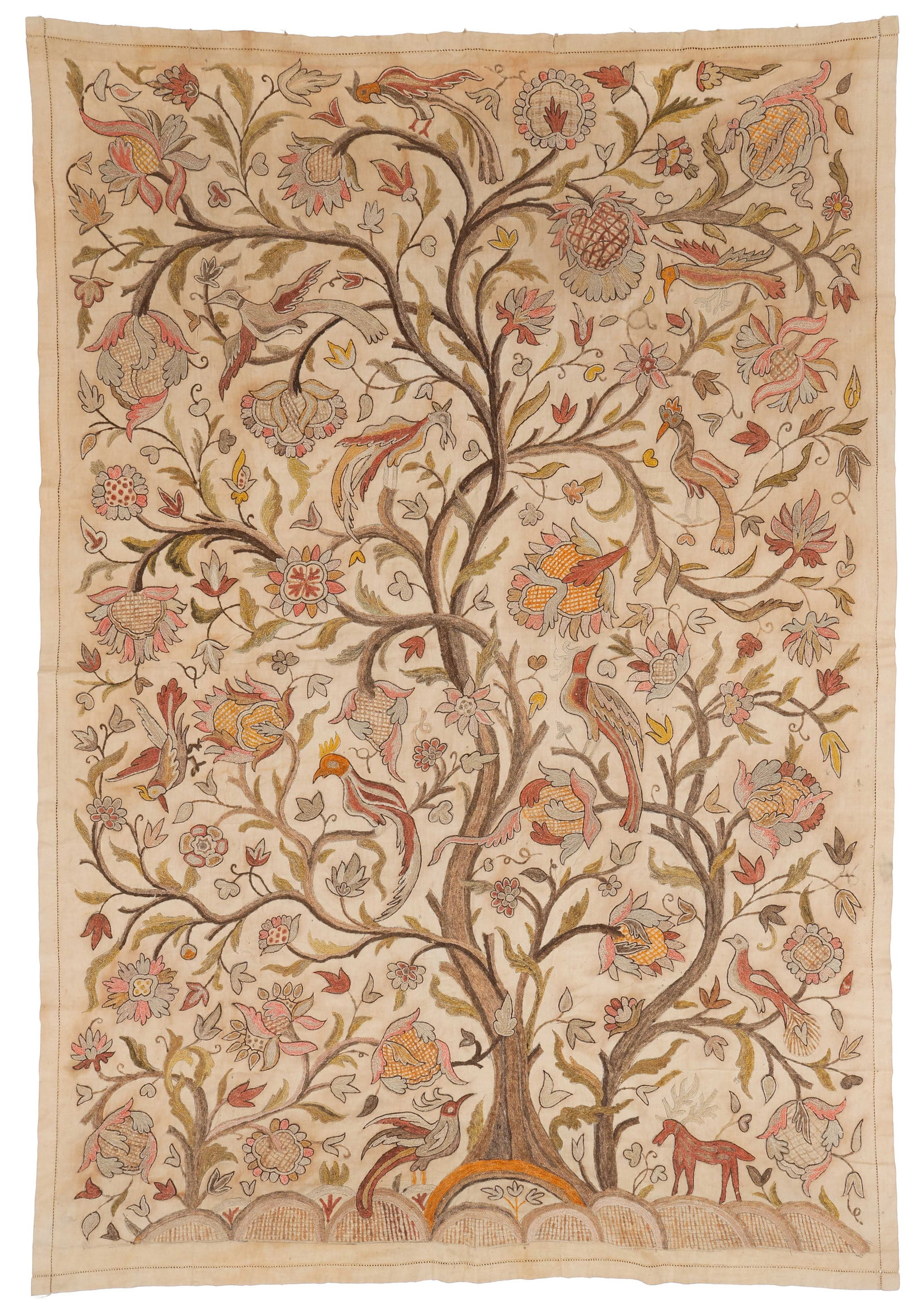 Indo-European Wool Embroidered Tree of Life Tapestry (1 of 4)