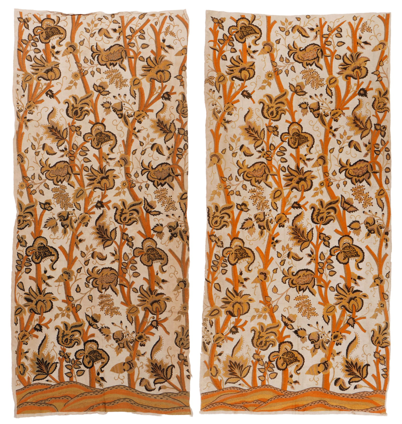 Pair of Indian Export Embroidered Panels, Early 20th C. (1 of 3)