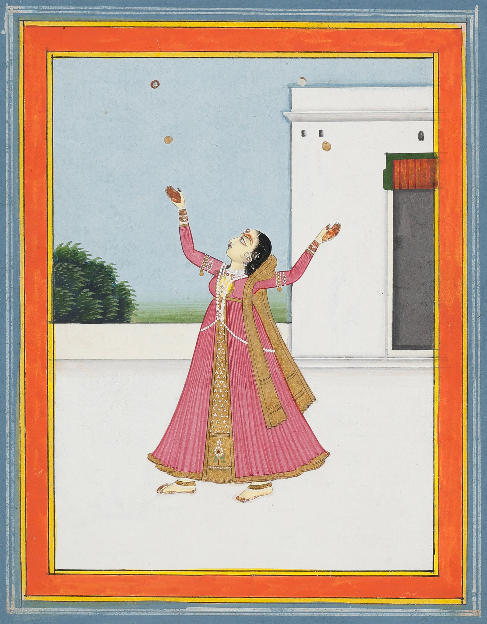 Fine Jaipur School Rajput Painting of Court Lady Dancing, Rajasthan, Late 18th-Early 19th C. (1 of 5)