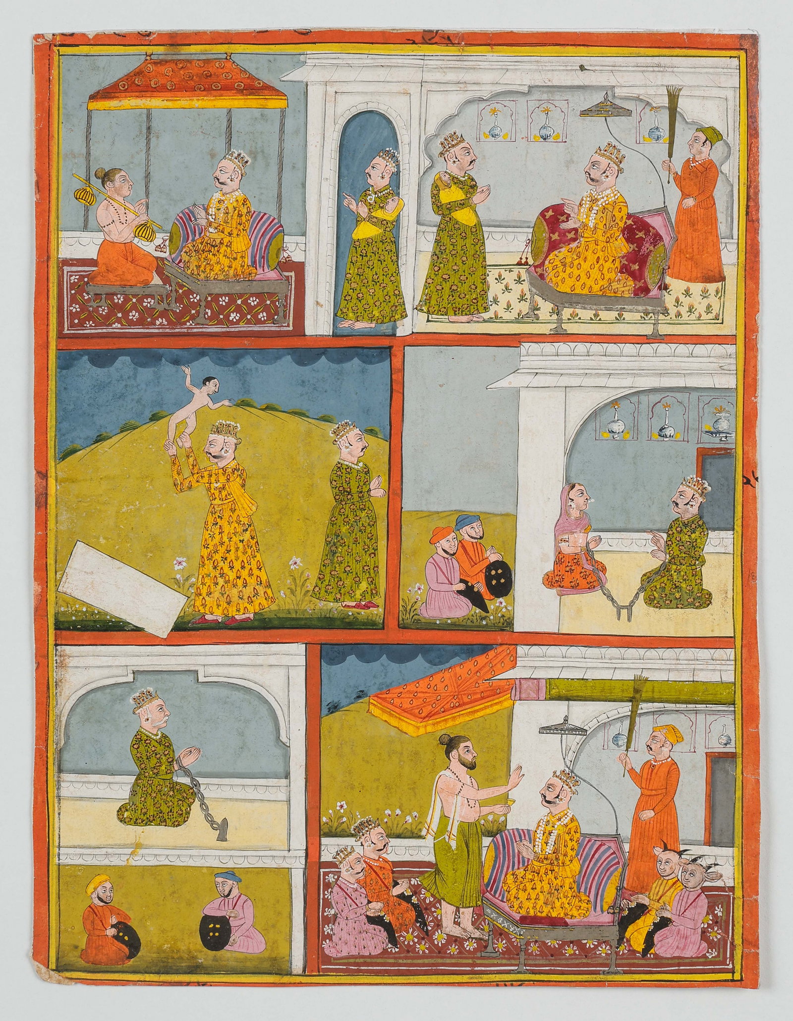Rajput School Miniature Painting Of King Harishchandra's Vow To Sacrifice His Son, Late 18th-Early (1 of 4)