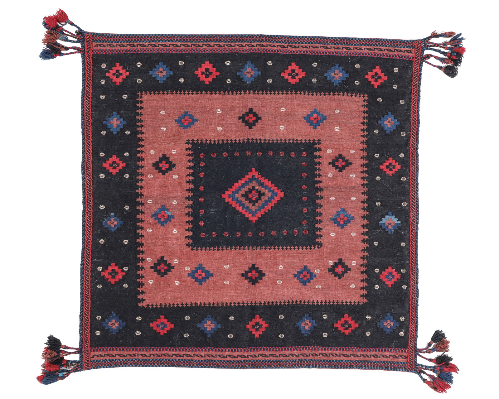 Afshar Flatwoven Sofreh, Persia, Early 20th C., 4'4'' x 4'4'' (1 of 5)