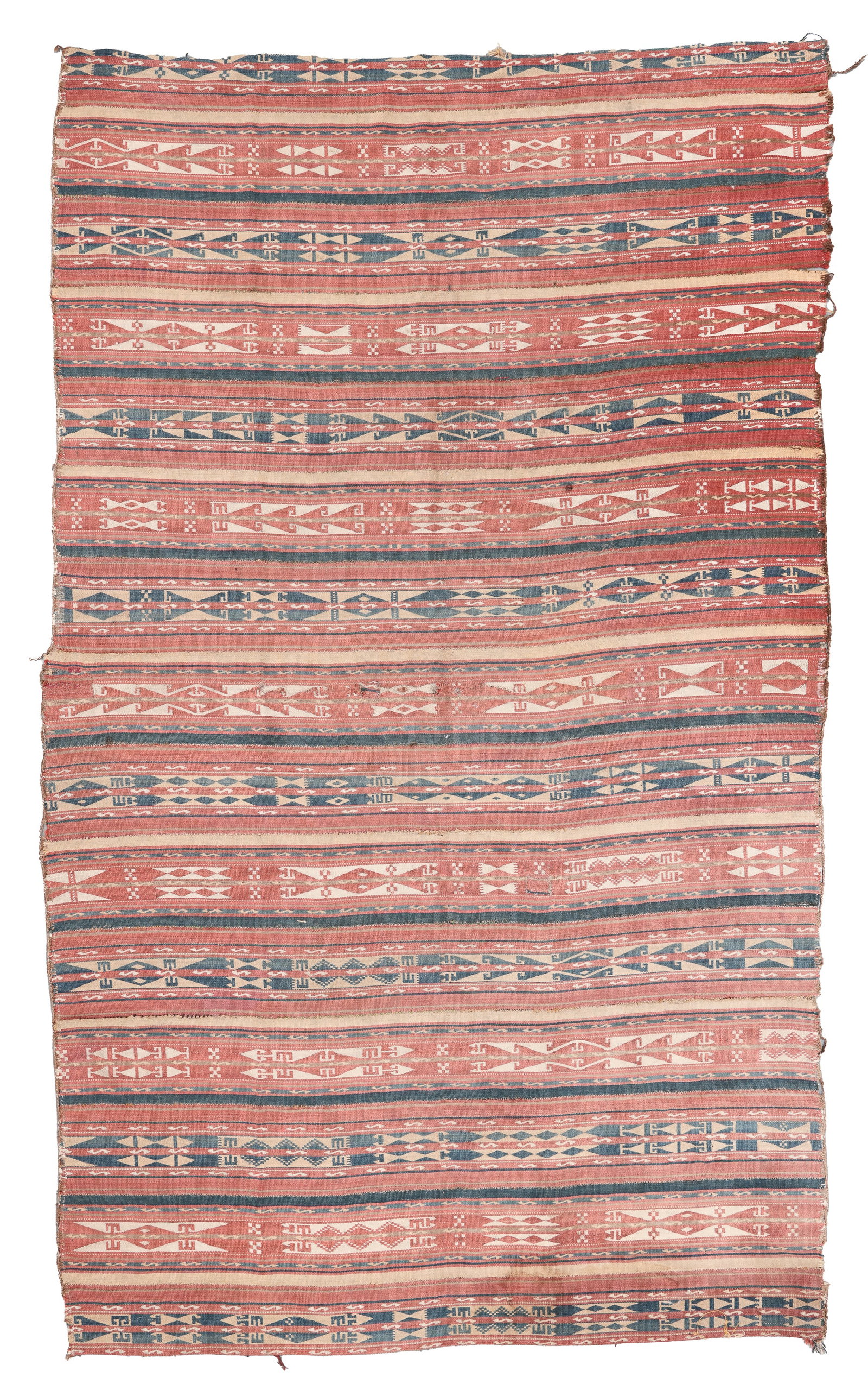 Uzbek Gajari Kilim, Central Asia, Ca. 1900, 6'0'' x 10'0'': Uzbek Gajari Kilim, Central Asia, Ca. 1900, 6'0'' x 10'0'' (183 x 305 cm). Weight: 15 lbs. Material: wool surface, wool warp.