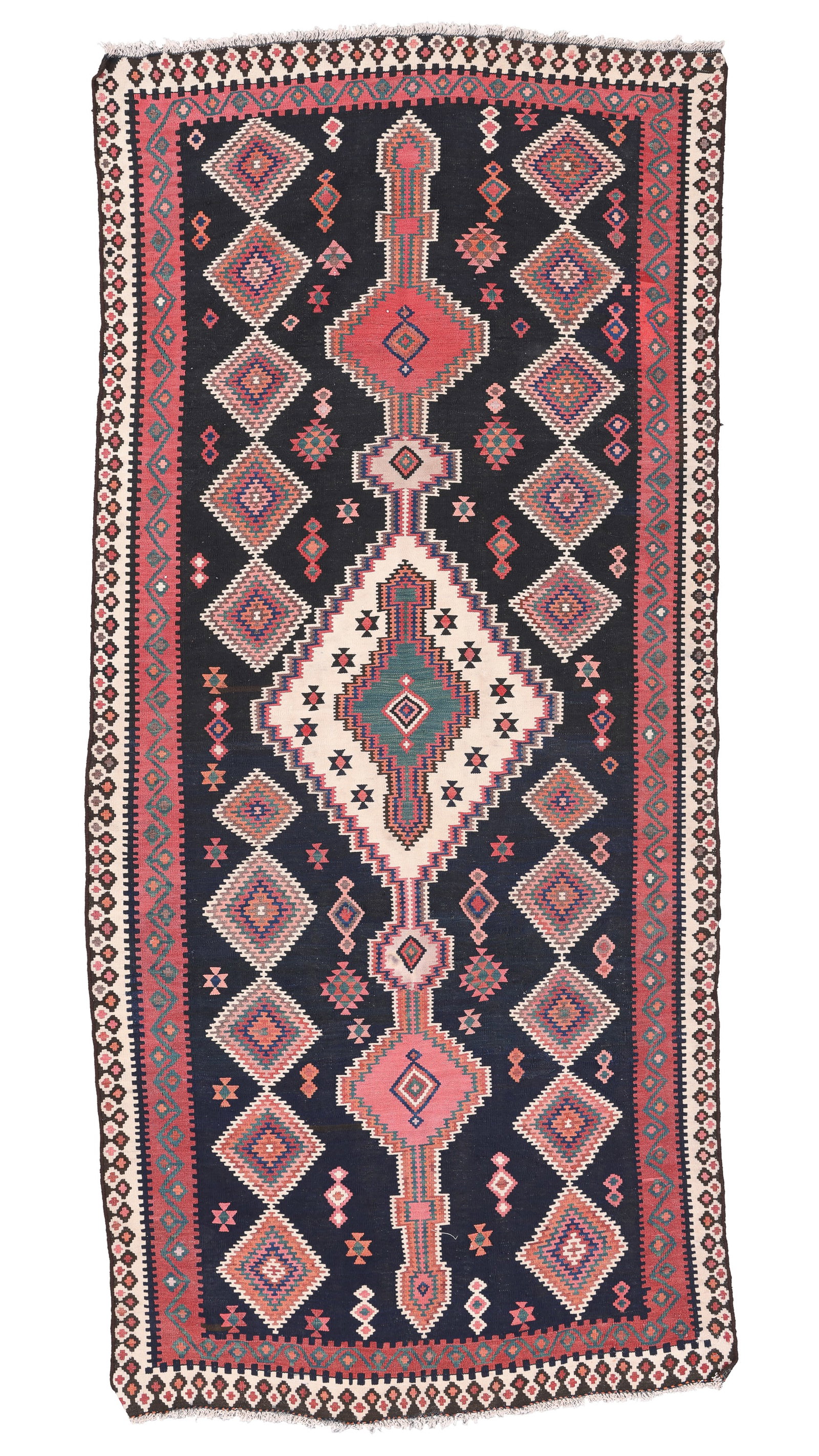 Gashgai Kilim, Persia, Early 20th C., 4'7'' x 9'9'': Gashgai Kilim, Persia, Early 20th C., 4'7'' x 9'9'' (140 x 297 cm). Weight: 14 lbs. Wool.