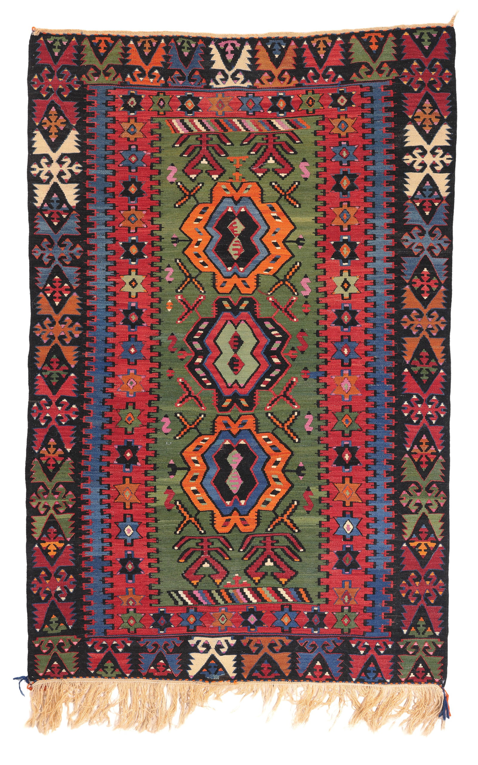 Central Anatolian Hotamish Kilim, Turkey, Ca. 1900, 3'9'' x 5'10'': Central Anatolian Hotamish Kilim, Turkey, Ca. 1900, 3'9'' x 5'10'' (114 x 178 cm). Weight: 6 lbs. Material: wool surface, wool warp.