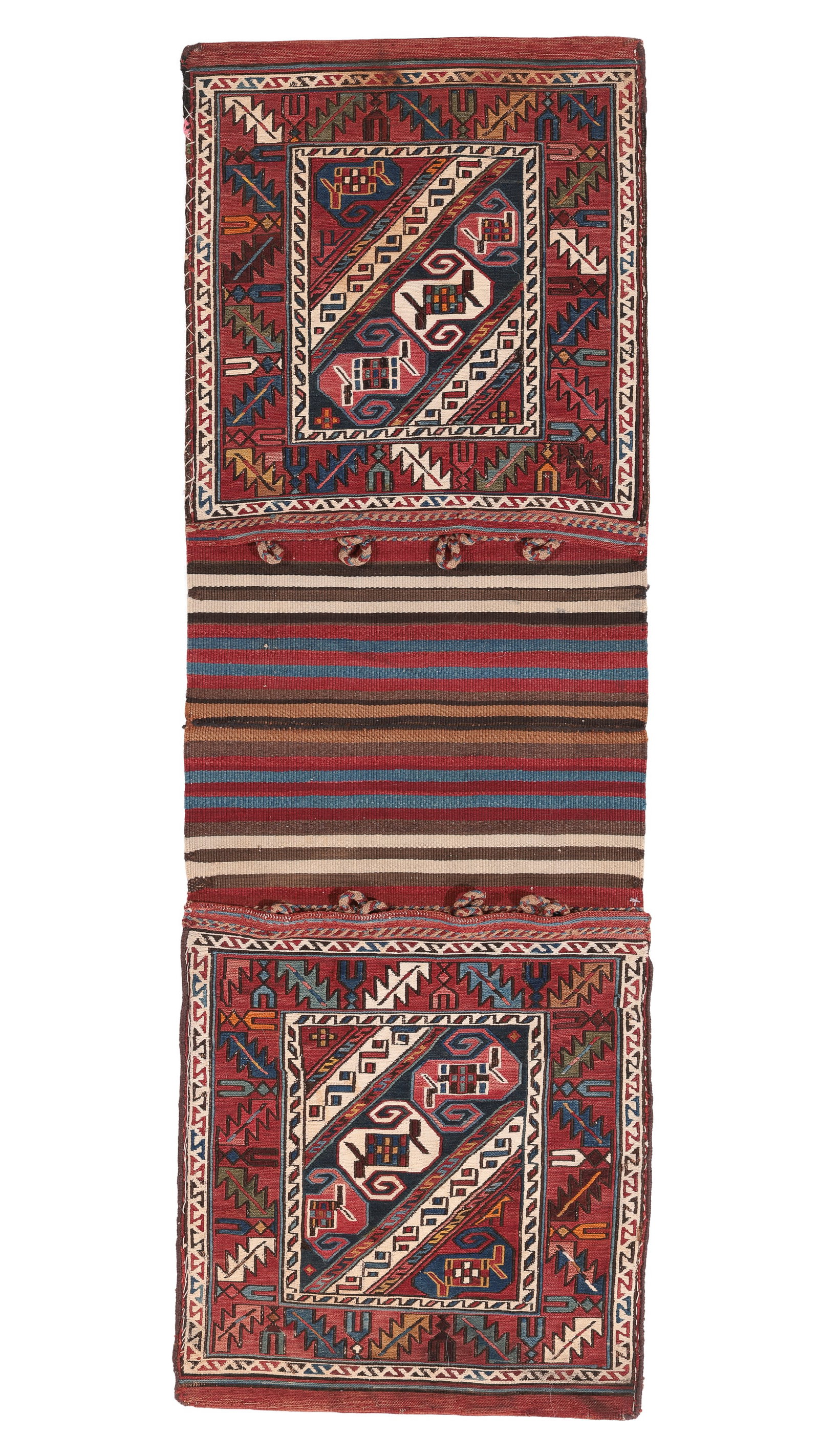 Fine Azeri Sumak Saddlebag, Transcaucasus, Late 19th C., 1'4'' x 3'10'' (1 of 4)