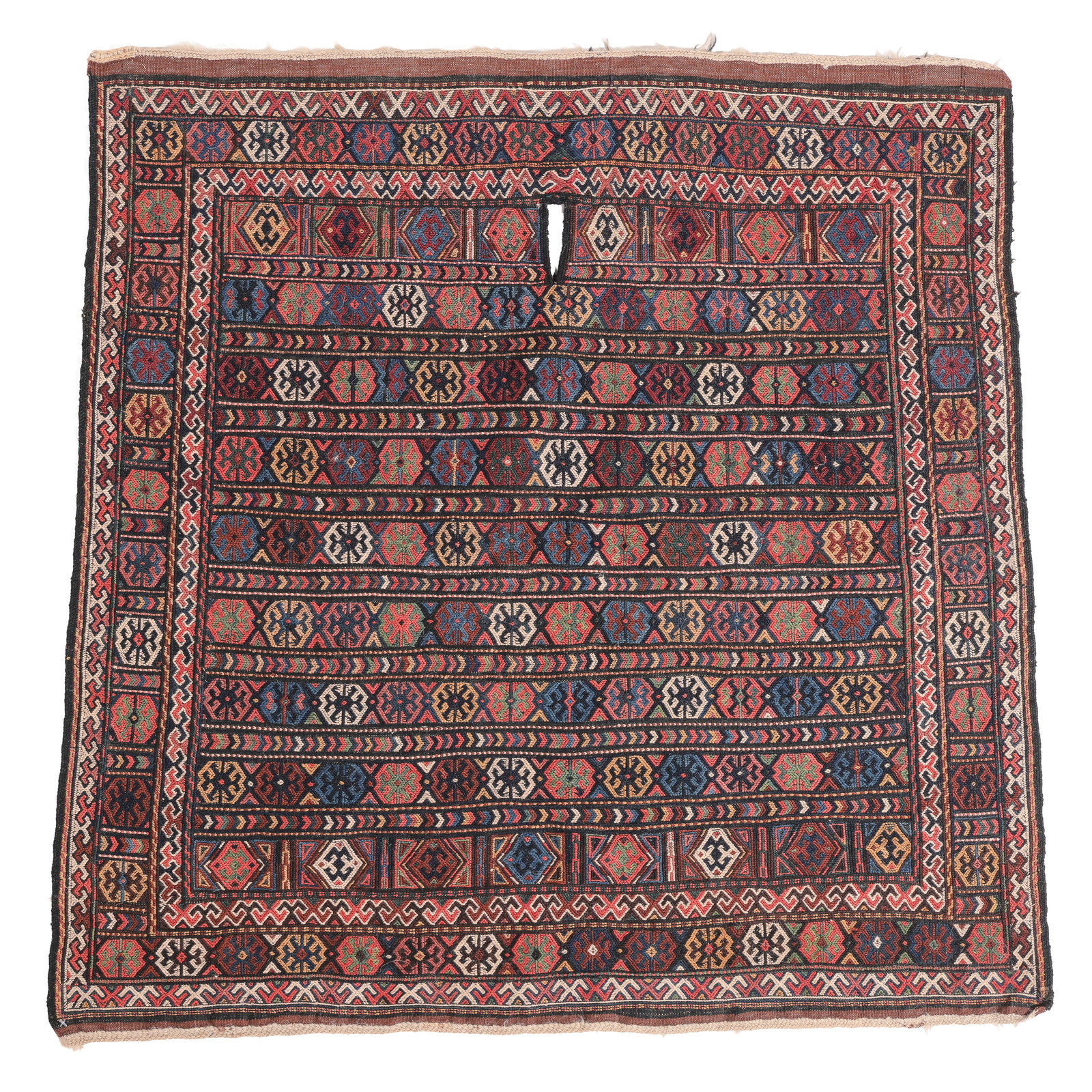 Fine Kordi Flatwoven Saddle Cover, Persia/Afghanistan, Ca. 1900, 3'3'' x 3'2'' (1 of 4)