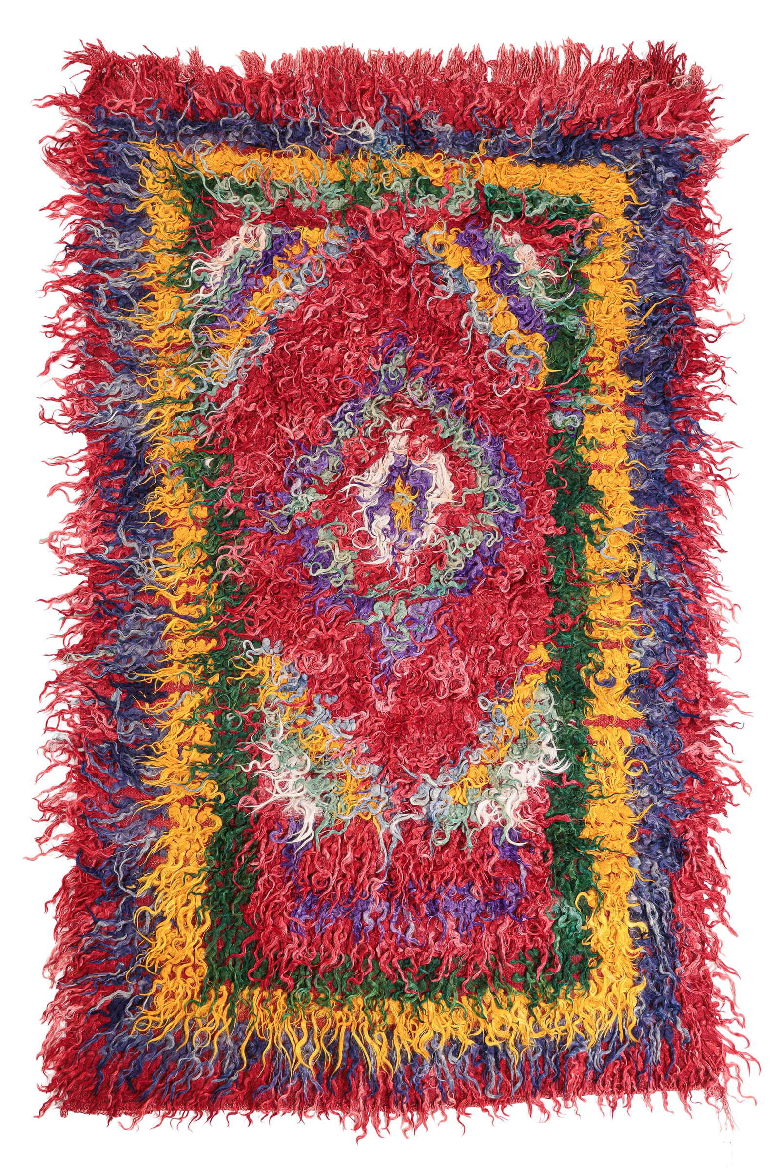 Hotamis Tulu Rug, Central Anatolia, Early/Mid 20th C., 4'3'' x 7'2'': Hotamis Tulu Rug, Central Anatolia, Early/Mid 20th C., 4'3'' x 7'2'' (130 x 218 cm). Weight: 16 lbs. Material: mohair wool pile, wool warp, wool weft.