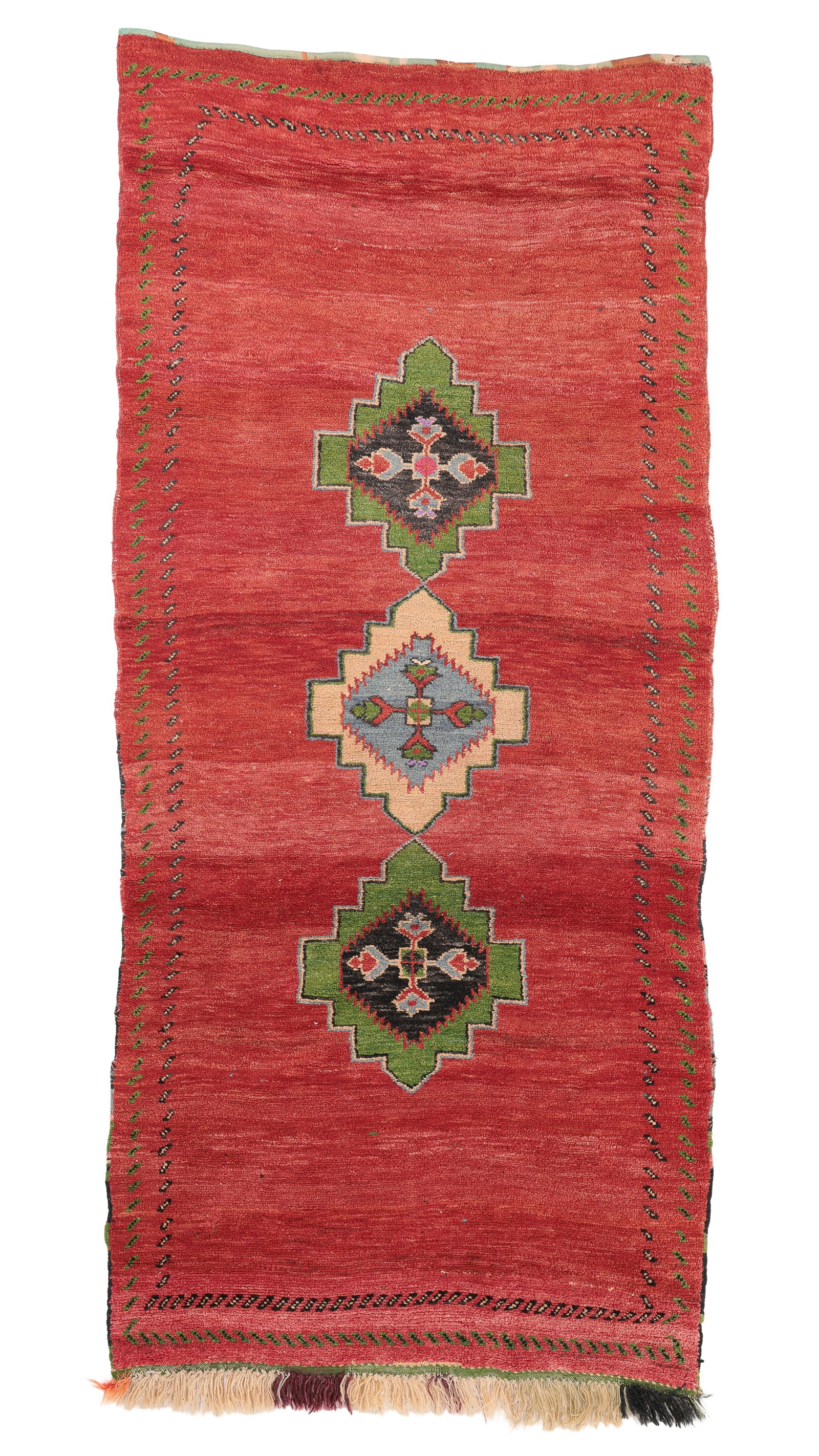 Central Anatolian Karapinar Pile Rug, Turkey, Ca. 1900, 4'3'' x 9'5'': Central Anatolian Karapinar Pile Rug, Turkey, Ca. 1900, 4'3'' x 9'5'' (130 x 287 cm). Weight: 21 lbs. Material: wool pile, wool warp, wool weft.