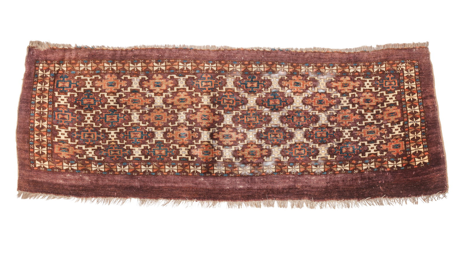 Chodor(?) Torba, Central Asia, 19th C., 4'1" x 1'5": Chodor(?) Torba, Central Asia, 19th C., 4'1" x 1'5". The Aksu pattern appears across a number of Turkmen groups-most notably the Salor and Ersari, and, less frequently though not uncommonly, among the