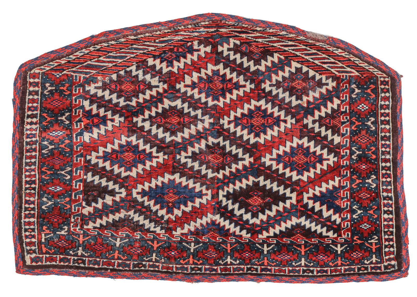 Yomud Asmalyk, Central Asia, Ca. 1890, 2'5'' x 3'6'': Yomud Asmalyk, Central Asia, Ca. 1890, 2'5'' x 3'6'' (74 x 107 cm). Weight: 4 lbs. Material: wool pile, wool warp, wool weft.