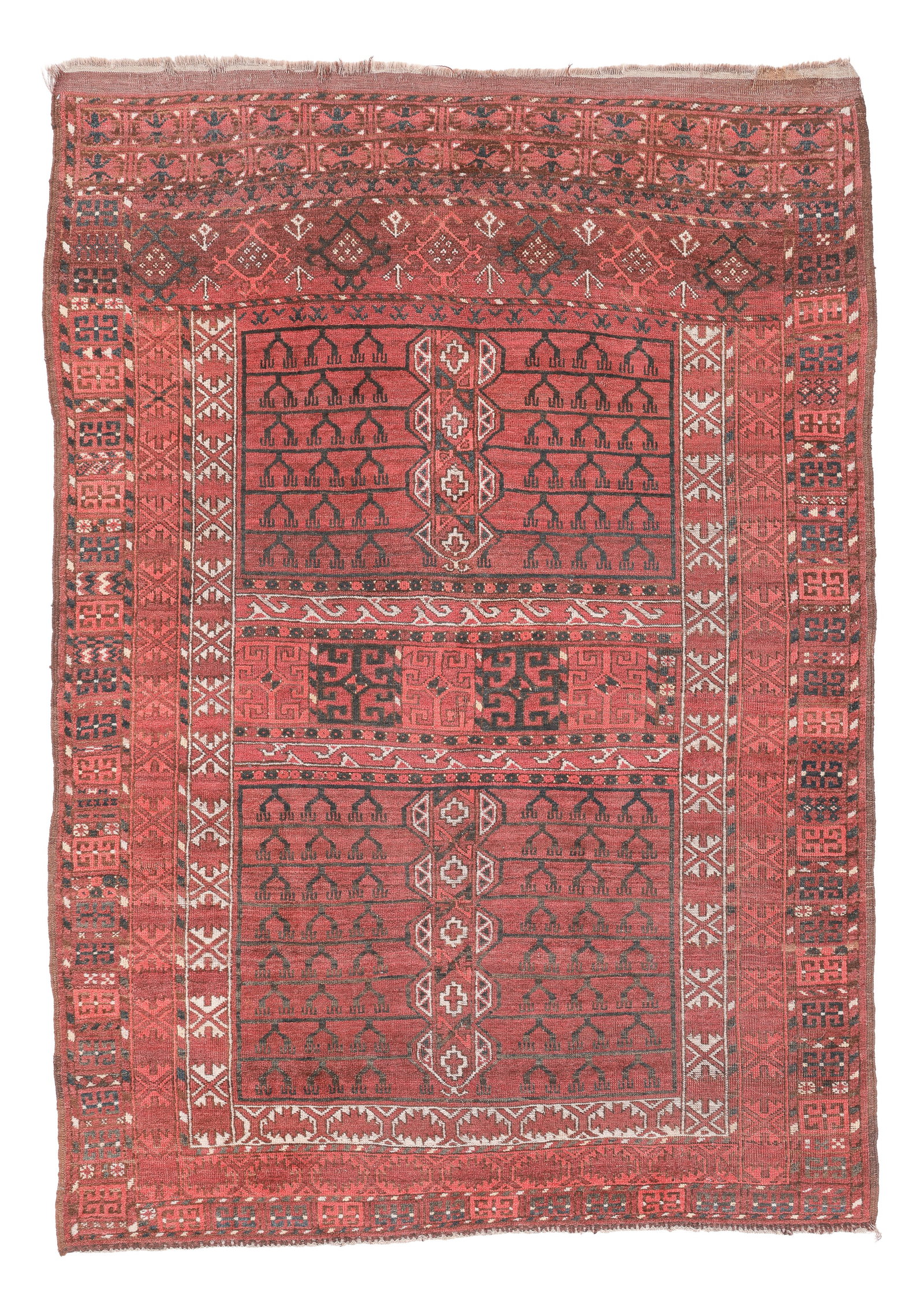 Ersari Ensi, Central Asia, Ca. 1880, 4'9'' x 6'9'': Ersari Ensi, Central Asia, Ca. 1880, 4'9'' x 6'9'' (145 x 206 cm). Weight: 13 lbs. Material: wool pile, wool warp, wool weft.