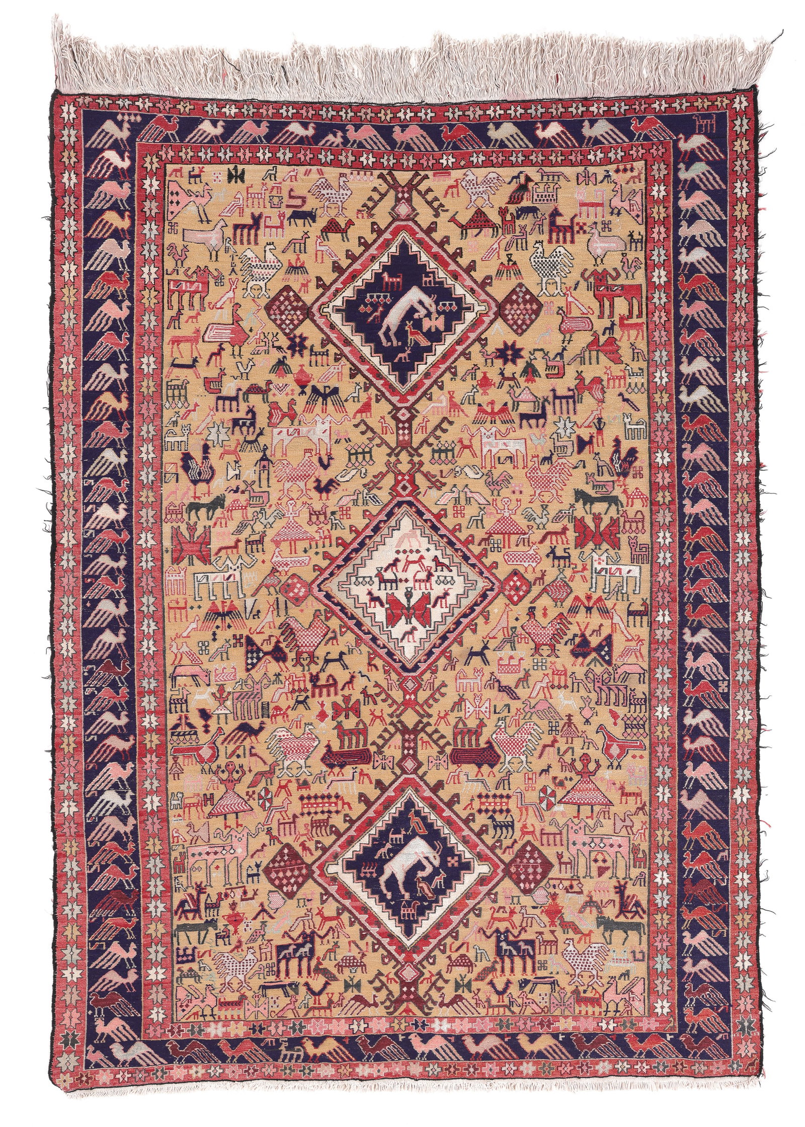 Sumak Rug, Persia, Ca. 1970, 4'4'' x 6'1'': Sumak Rug, Persia, Ca. 1970, 4'4'' x 6'1'' (132 x 185 cm). Weight: 8 lbs. Wool.