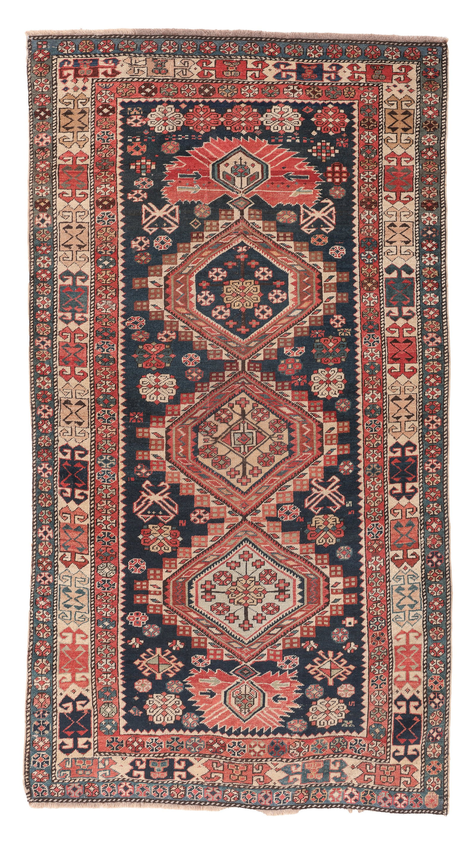 Karagashli Shirvan Rug, Caucasus, Late 19th C., 3'8'' x 6'8'': Karagashli Shirvan Rug, Caucasus, Late 19th C., 3'8'' x 6'8'' (112 x 203 cm). Weight: 9 lbs. Material: wool pile, wool warp, wool weft.