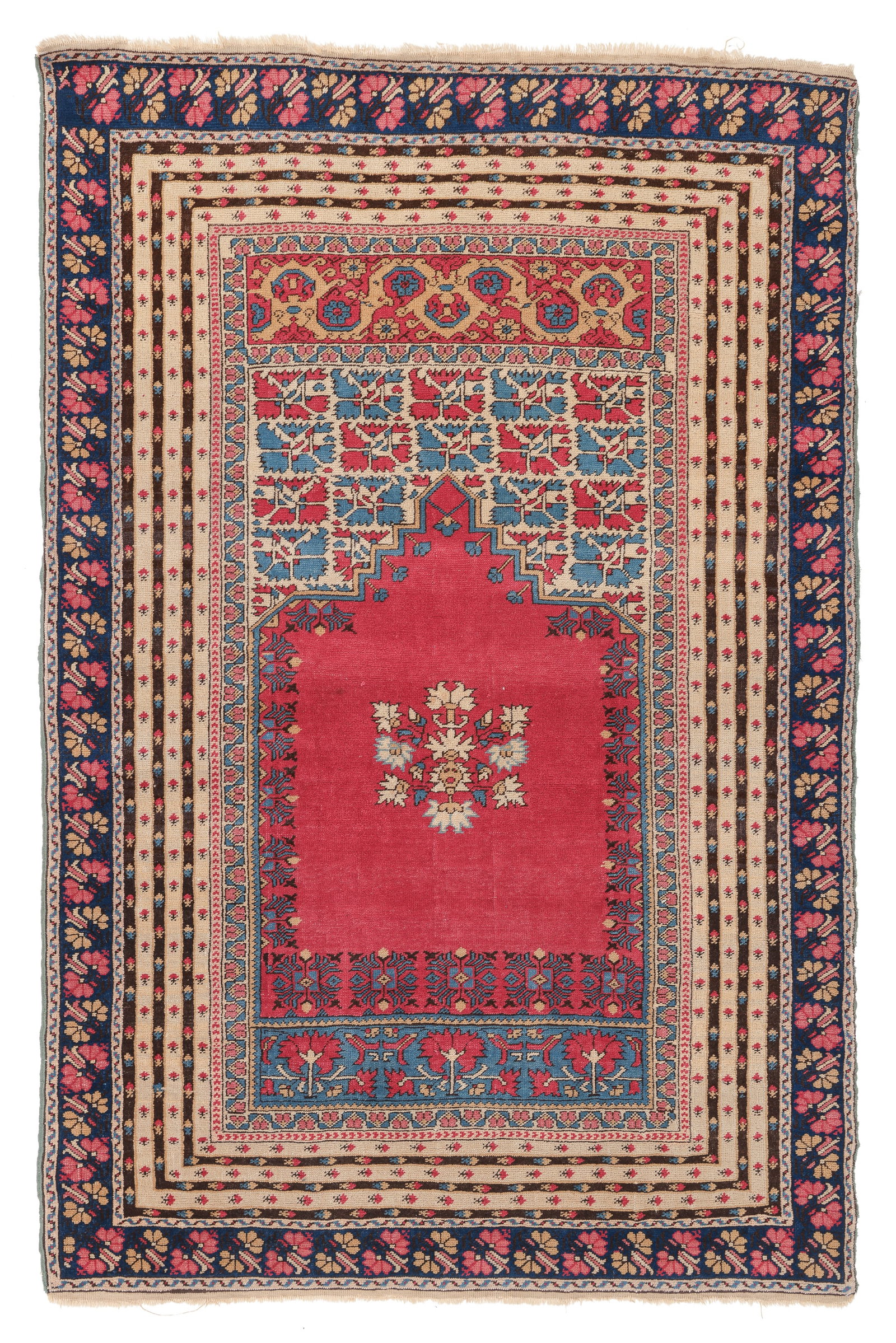 Central Anatolian Style Prayer Rug, Attr. Theodor Tuduc, Romania, Early 20th C., 4'2'' x 6'2'' (1 of 6)