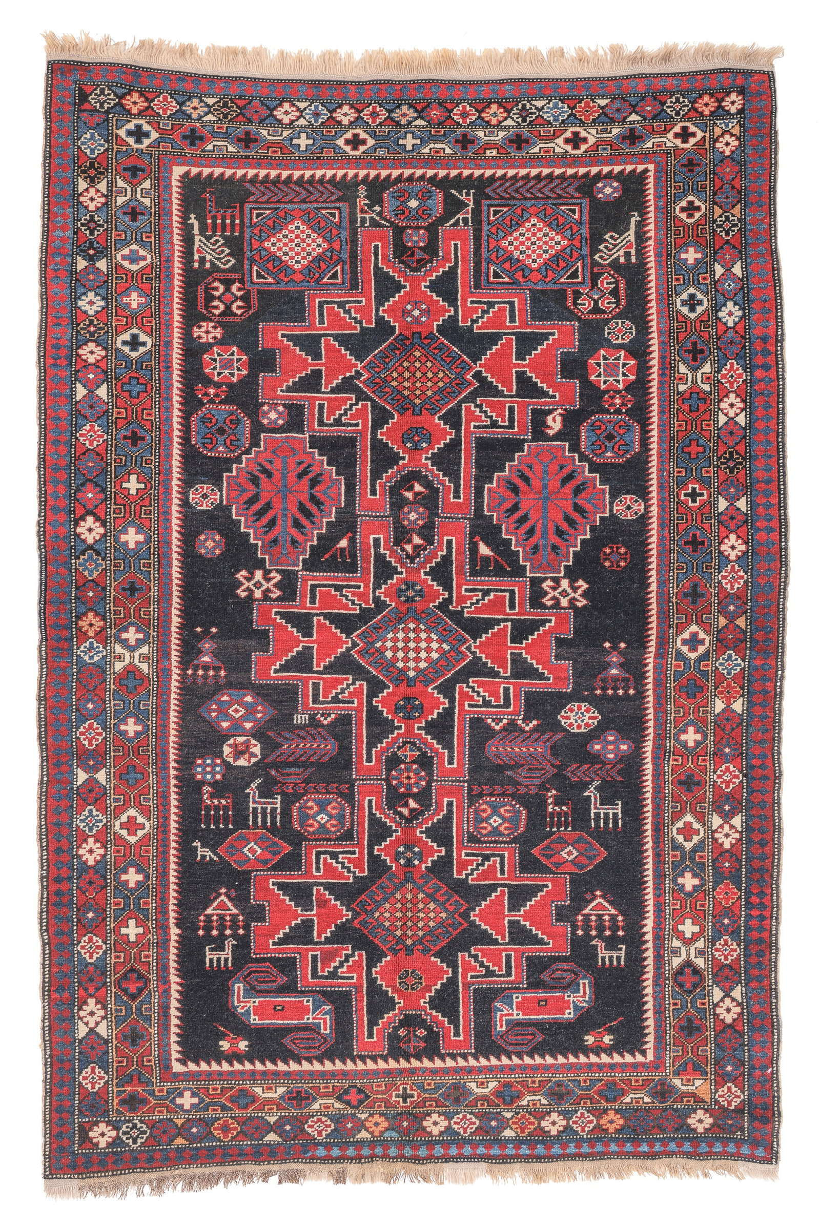 Lesghi Shirvan Rug, Caucasus, Ca. 1900, 4'5'' x 6'5'': Lesghi Shirvan Rug, Caucasus, Ca. 1900, 4'5'' x 6'5'' (135 x 196 cm). Weight: 11 lbs. Material: wool pile, wool warp, wool weft.