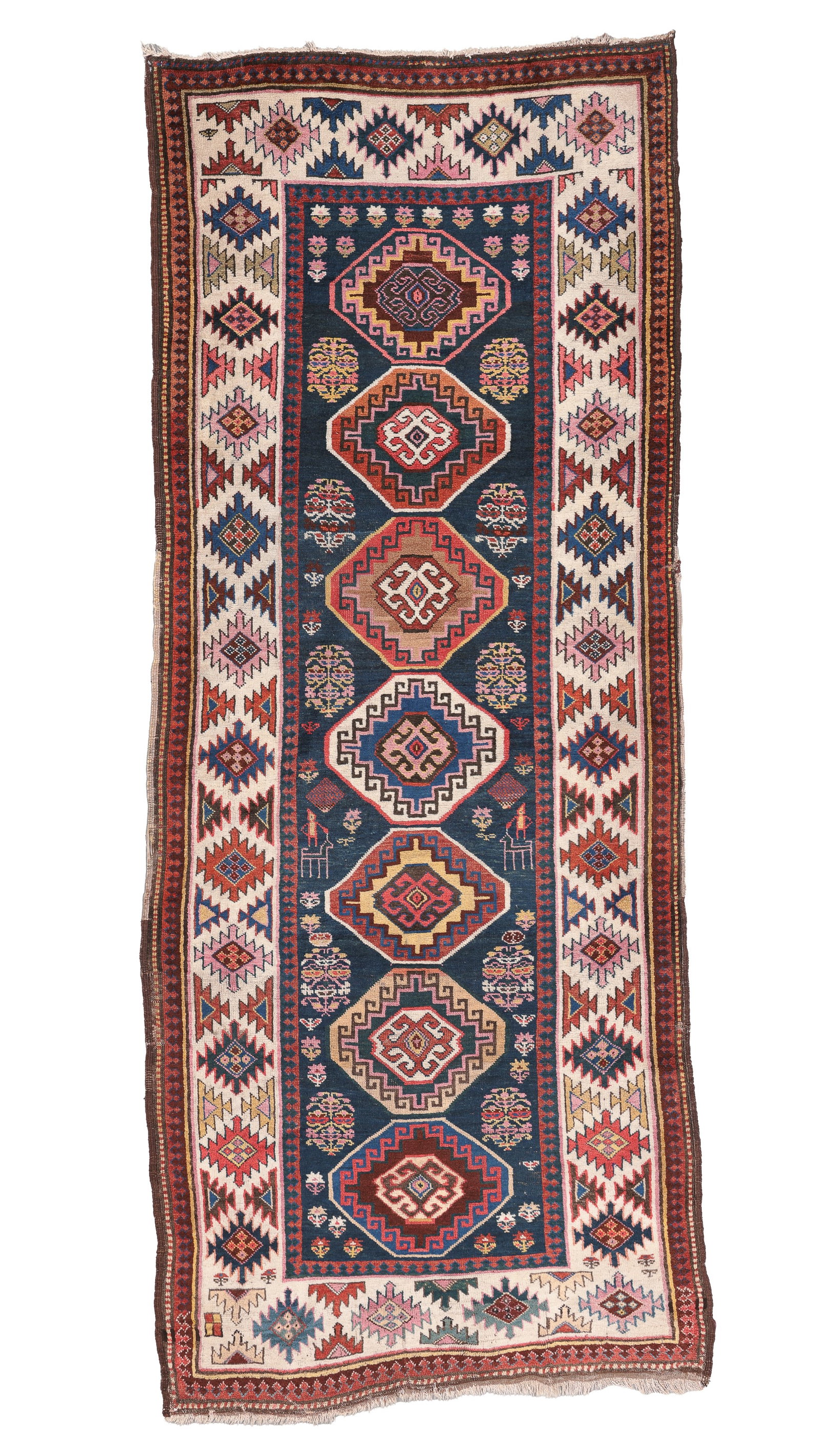 Kazak Rug, Caucasus, Ca. 1880, 3'10'' x 9'10'': Kazak Rug, Caucasus, Ca. 1880, 3'10'' x 9'10'' (117 x 300 cm). Weight: 16 lbs. Material: wool pile, wool warp, wool weft.