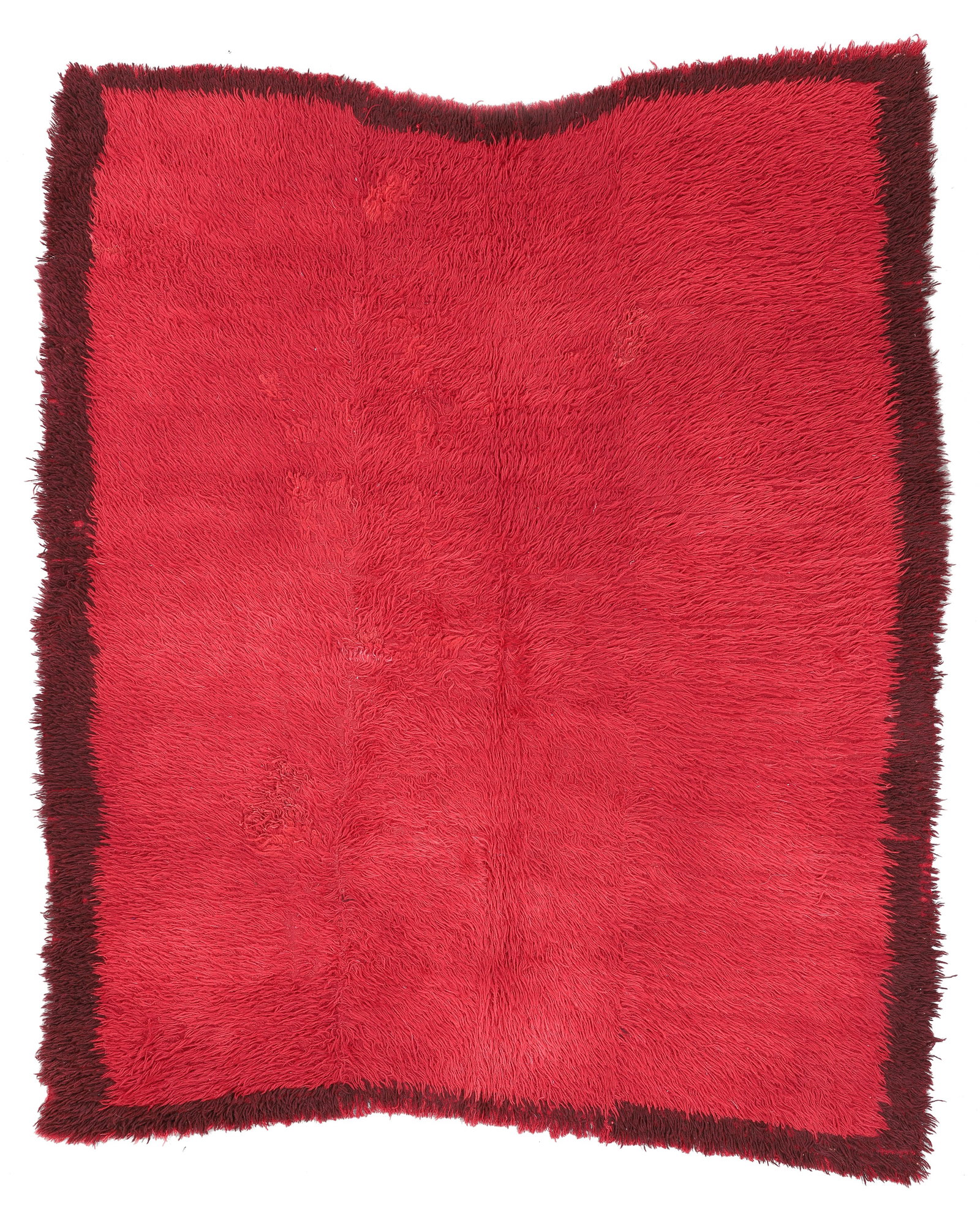 Large Open Red Field Tulu Rug, Central Anatolia, Early/Mid 20th C., 6'9'' x 7'8'': Large Open Red Field Tulu Rug, Central Anatolia, Early/Mid 20th C., 6'9'' x 7'8'' (206 x 234 cm). Weight: 10 lbs. Material: wool pile, wool warp, wool weft.