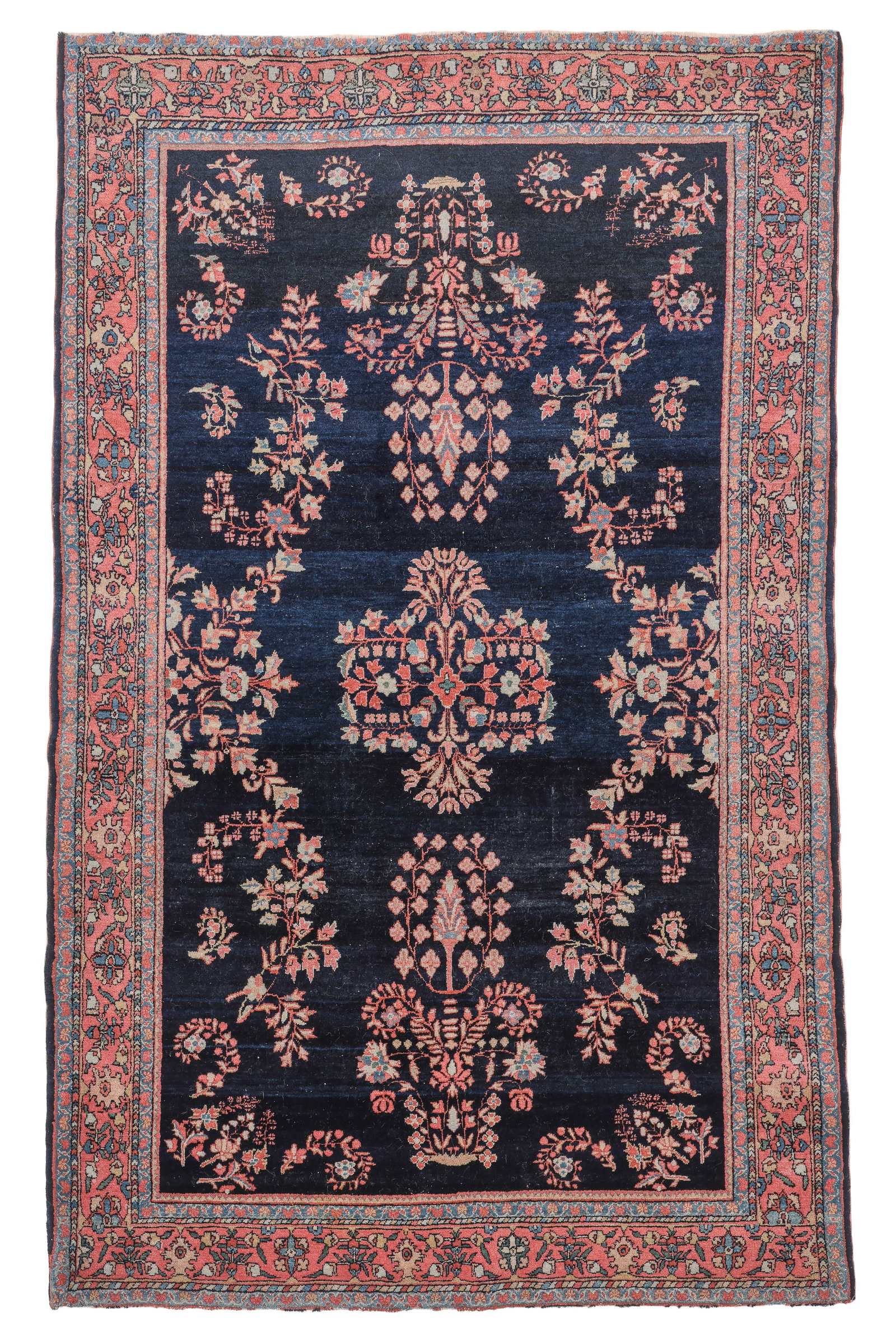 Blue Sarouk Rug, Persia, Ca. 1910, 4'3'' x 6'11'': Blue Sarouk Rug, Persia, Ca. 1910, 4'3'' x 6'11'' (130 x 211 cm). Weight: 15 lbs. Material: wool pile, cotton warp, cotton weft.