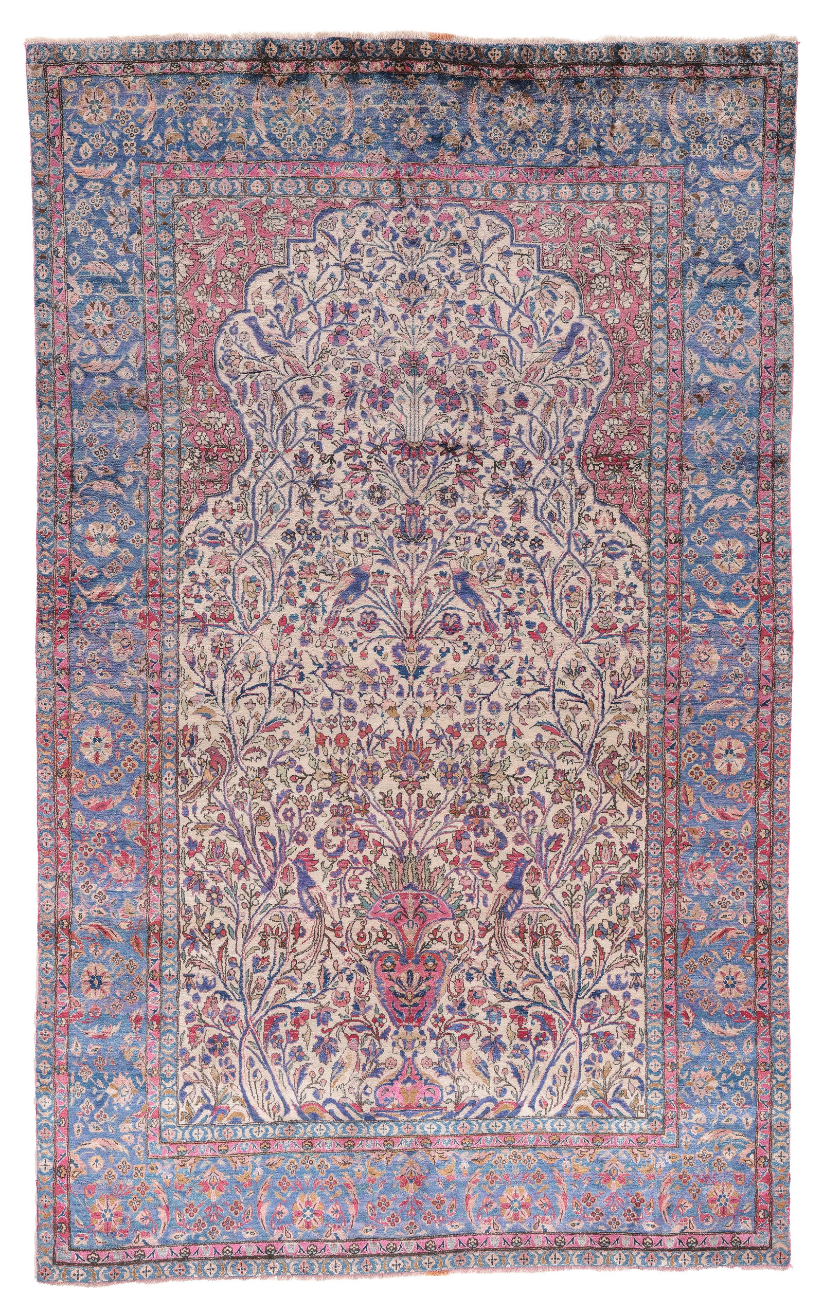 Silk Kashan Meditation Rug, Persia, Ca. 1900, 4'1'' x 6'9'' (1 of 6)