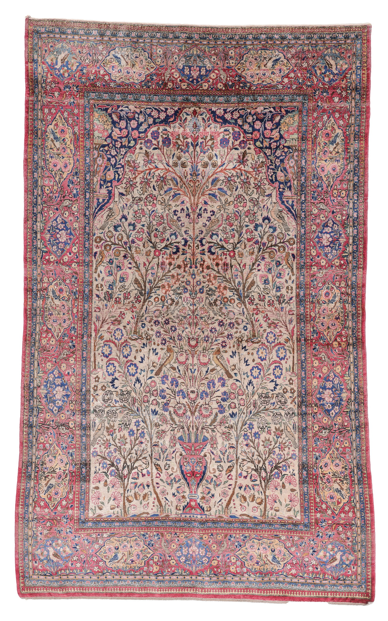 Silk Kashan Meditation Rug, Persia, Ca. 1900, 4'0'' x 6'8'' (1 of 6)